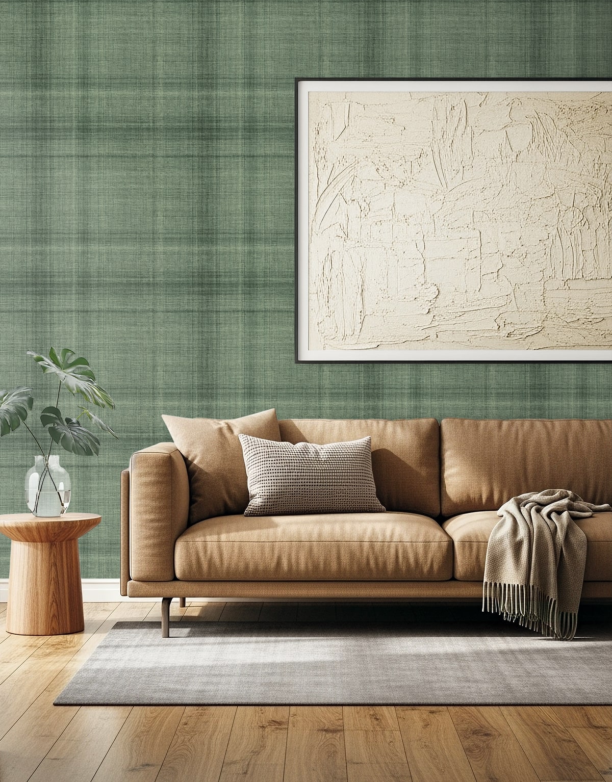 Bali Tropical Oasis Faux Linen Embossed Vinyl Unpasted Wallpaper