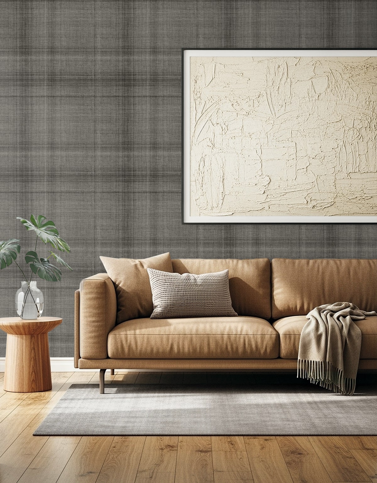 Bali Tropical Oasis Faux Linen Embossed Vinyl Unpasted Wallpaper