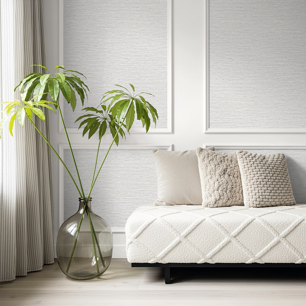 Bali Tropical Darma Faux Grasscloth Embossed Vinyl Unpasted Wallpaper