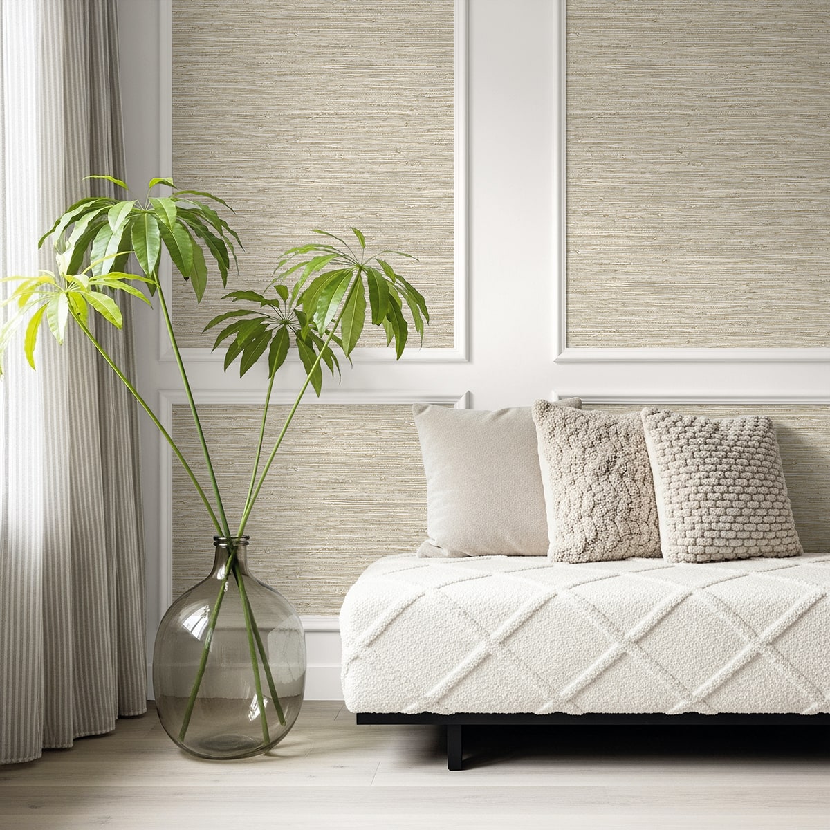 Bali Tropical Darma Faux Grasscloth Embossed Vinyl Unpasted Wallpaper
