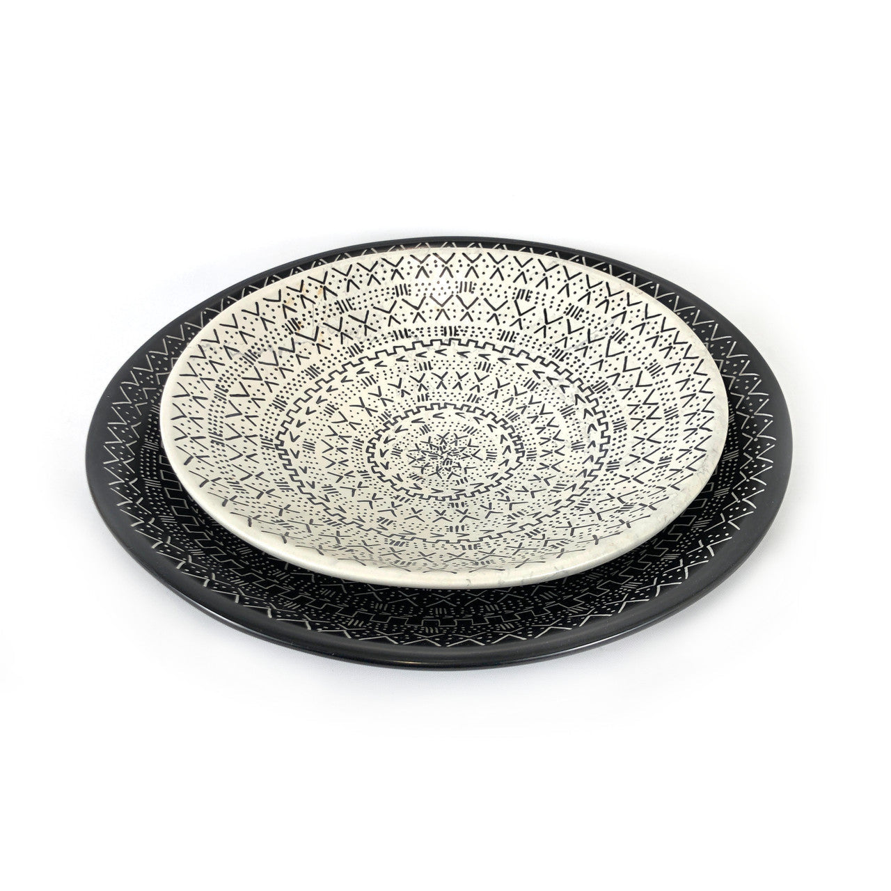 Mud Cloth Black Platter - 12"
