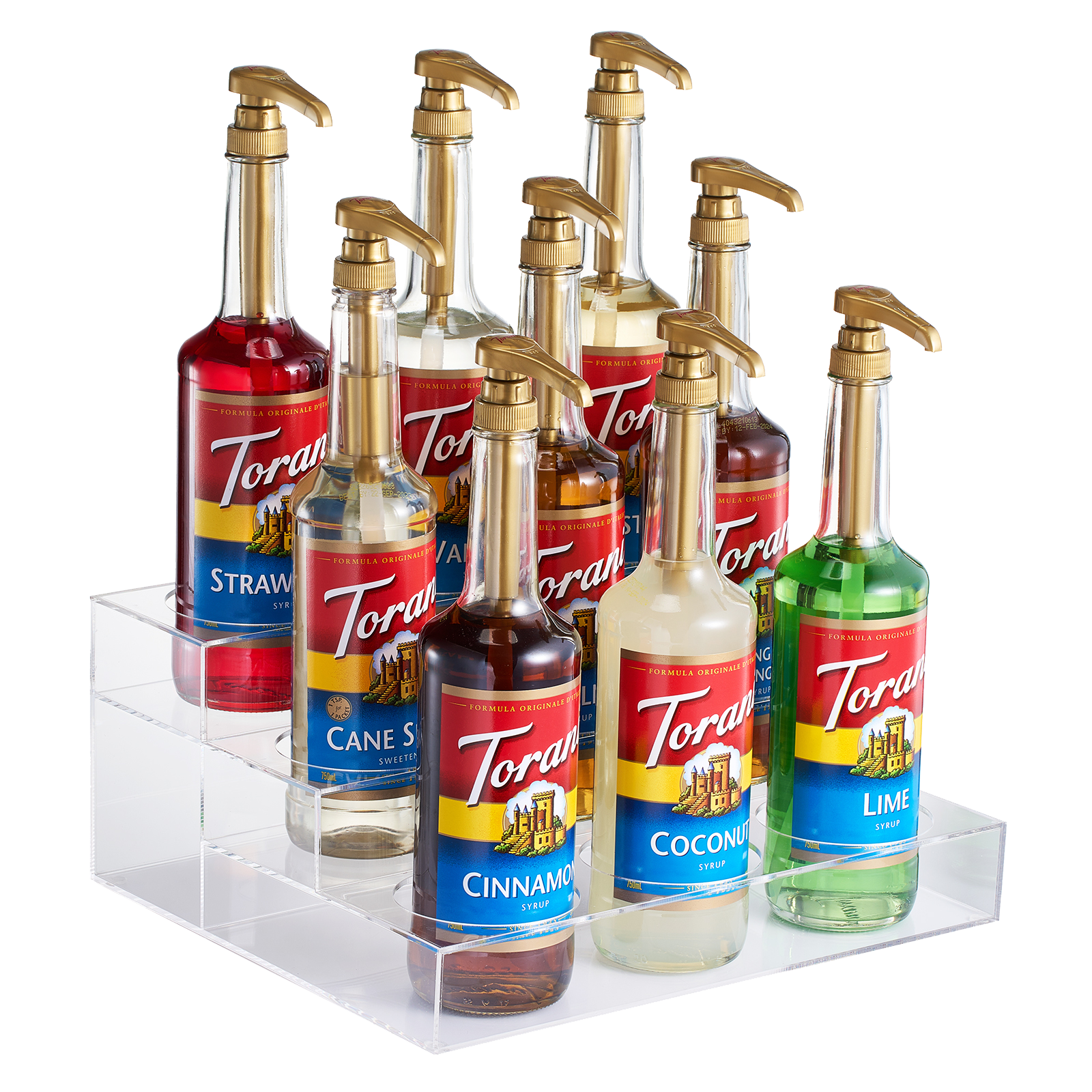 Acrylic Bottle Holder Coffee Syrup Rack Display Case 3 Tiered 9 Bottle Wine Bar Bottle Rack Clear Sh