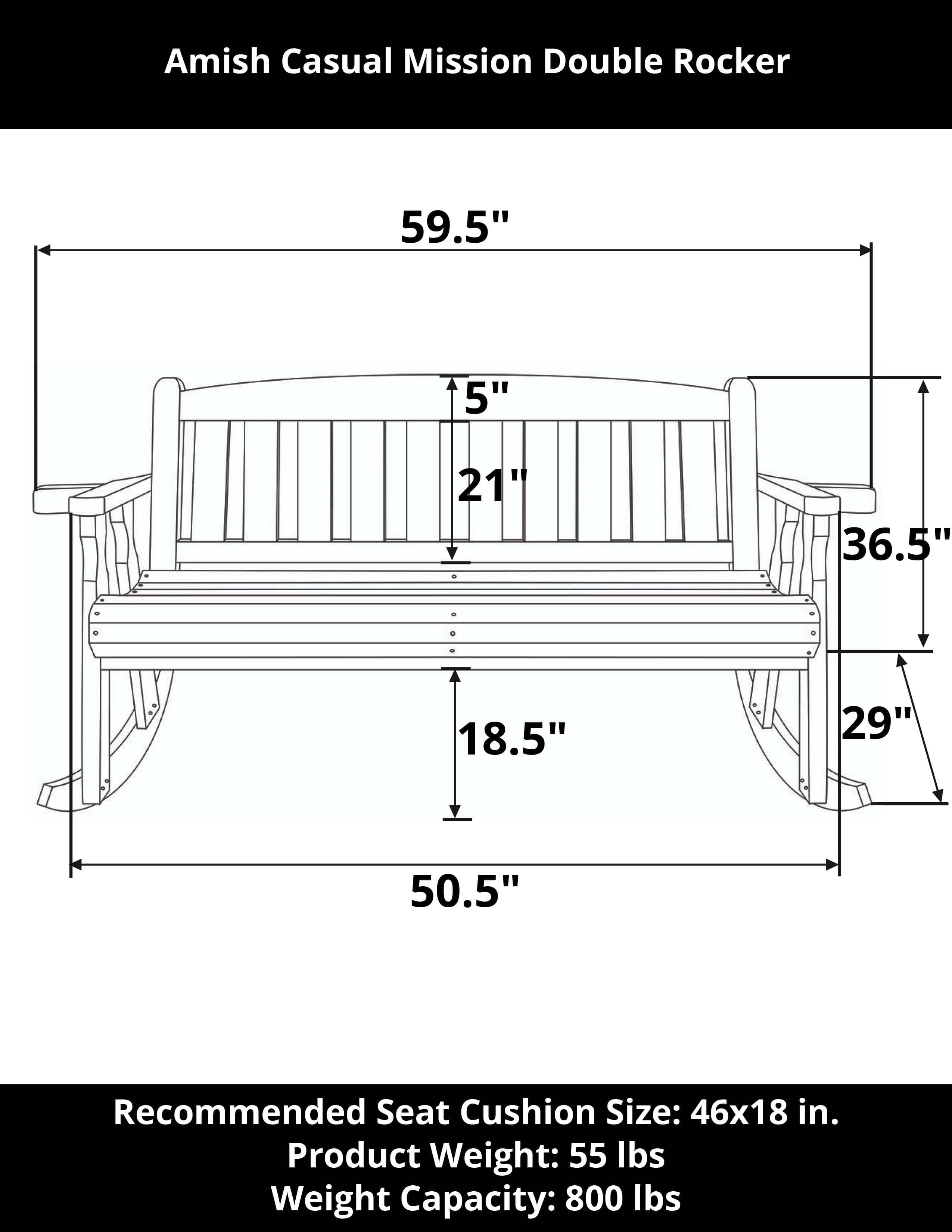 Amish Casual Heavy Duty Mission Outdoor Double Rocker