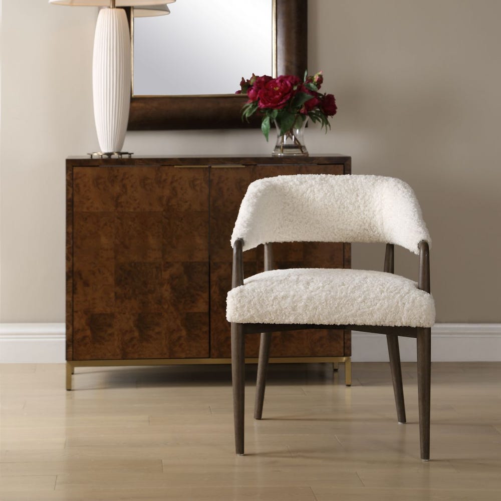 Austell Dining Chair - Dark Walnut, Upholstered