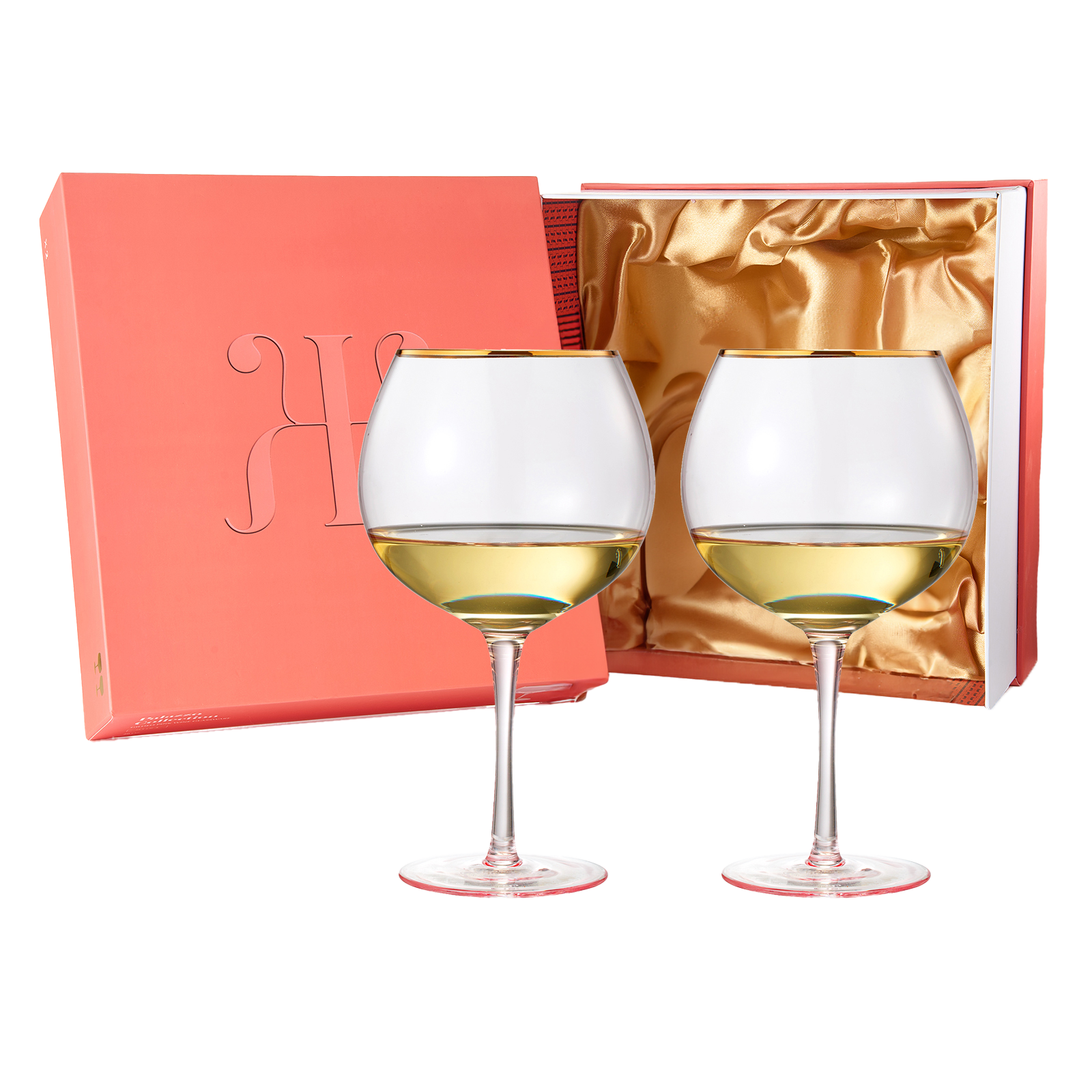 Colored Blush Pink Gilded Rim Wine Glassware Large 23OZ Cocktail Champagne Glasses 2 Set Vibrant Col
