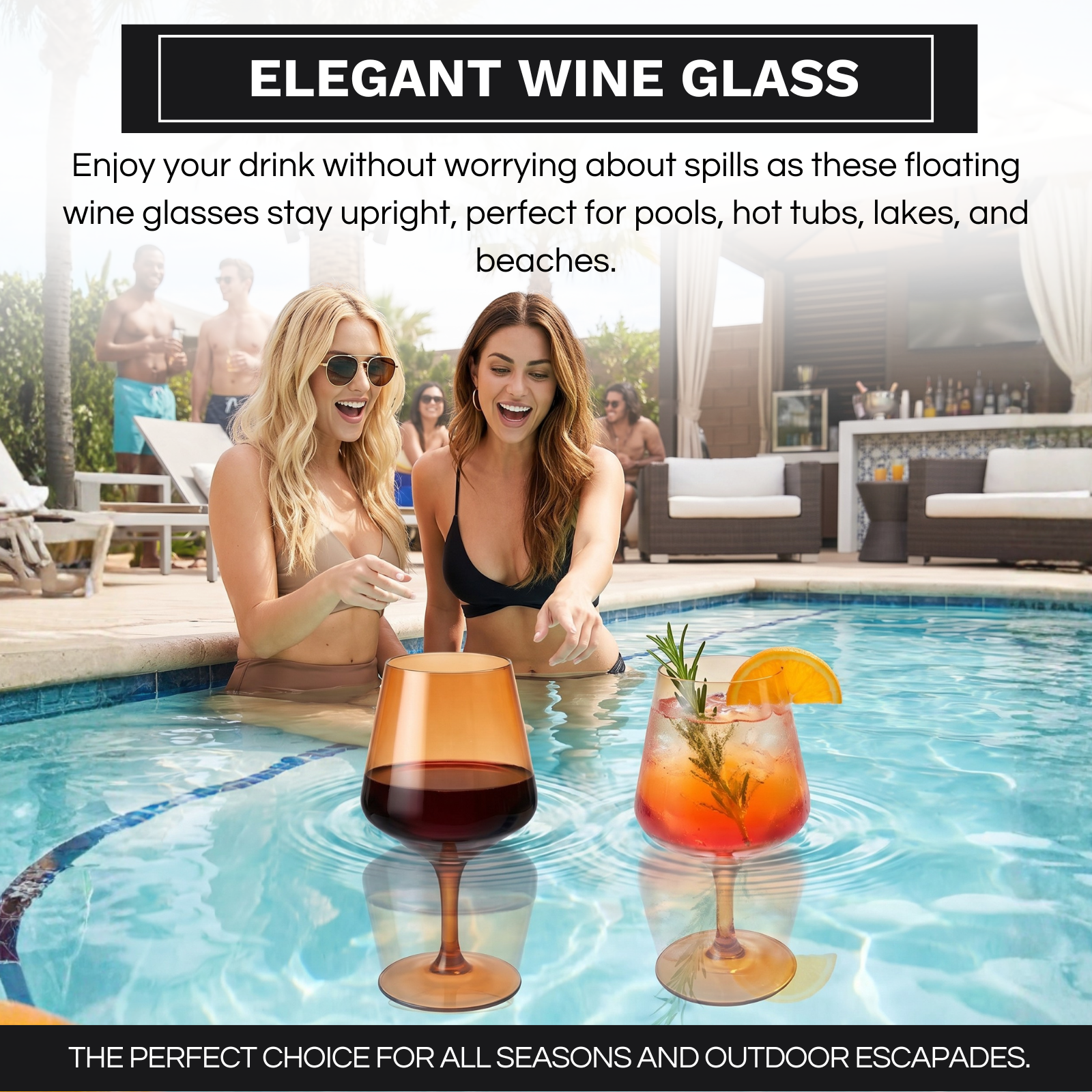 Floating Wine Glasses For Pool Set Of 2 15 Oz Shatterproof Poolside Wine Glasses Tritan Plastic Reus