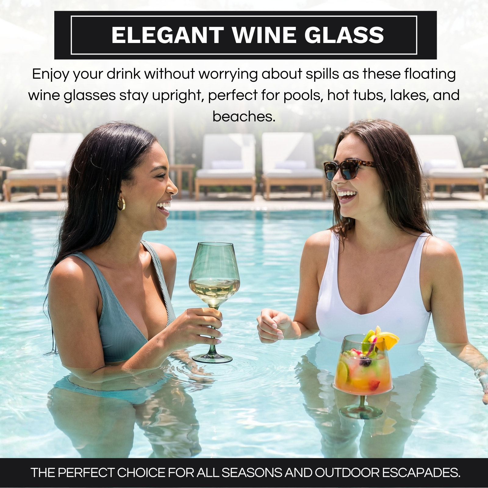 Floating Wine Glasses For Pool Set Of 2 15 Oz Shatterproof Poolside Wine Glasses Tritan Plastic Reus
