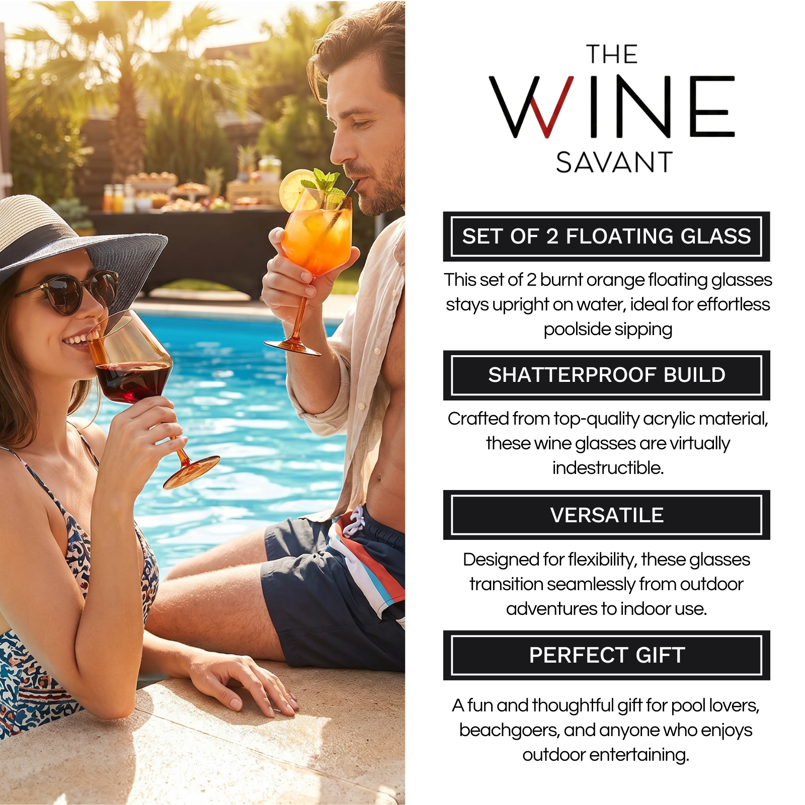 Floating Wine Glasses For Pool Set Of 2 15 Oz Shatterproof Poolside Wine Glasses Tritan Plastic Reus