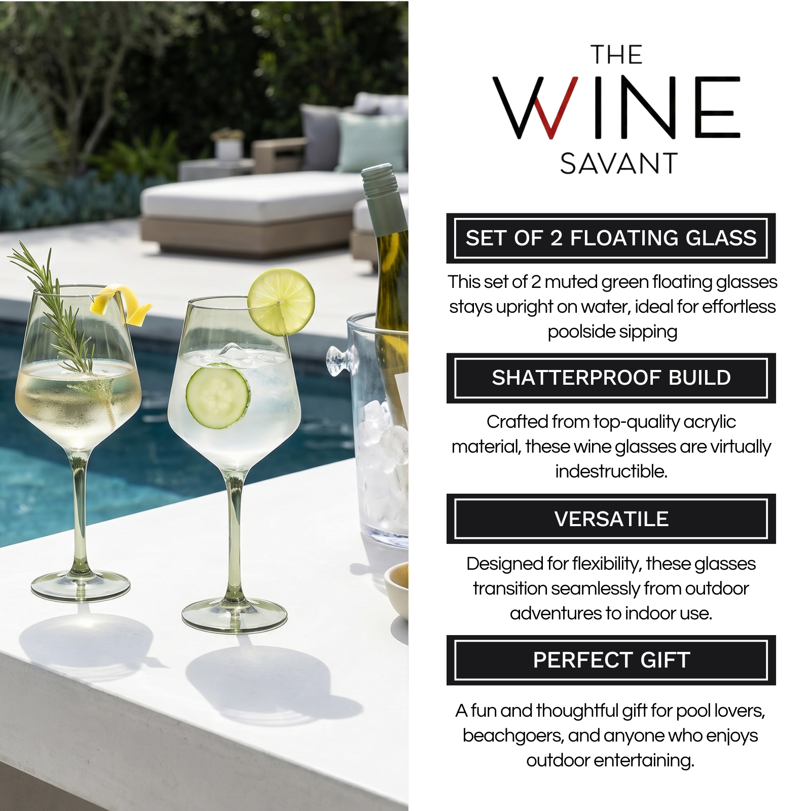 Floating Wine Glasses For Pool Set Of 2 15 Oz Shatterproof Poolside Wine Glasses Tritan Plastic Reus