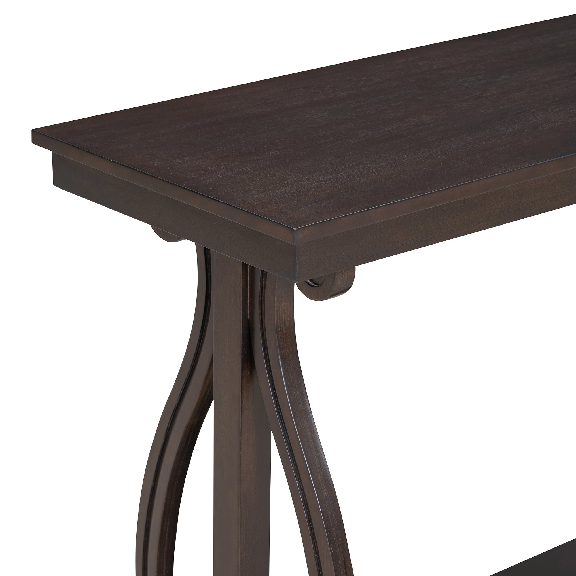 48-Inch Rustic Vintage Console Table --- Farmhouse Style Entryway Table with Open Shelf and Sturdy Construction (Espresso)