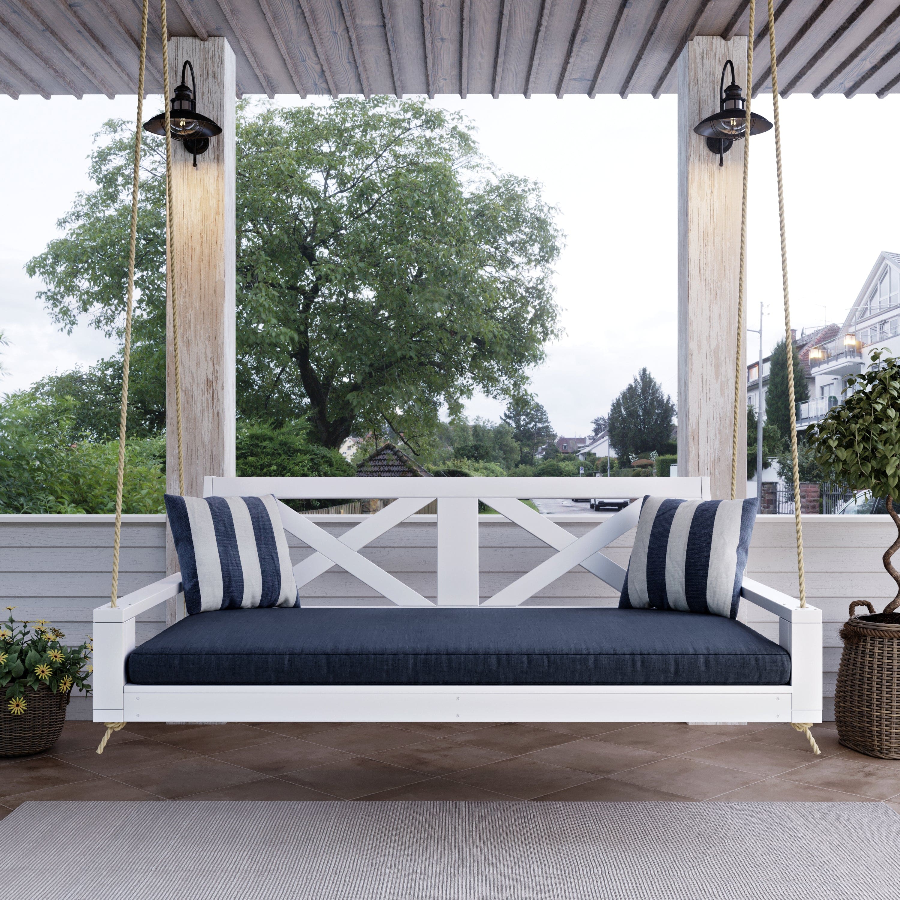 Amish Casual Malvern Porch Swing Bed, 5 Ft White