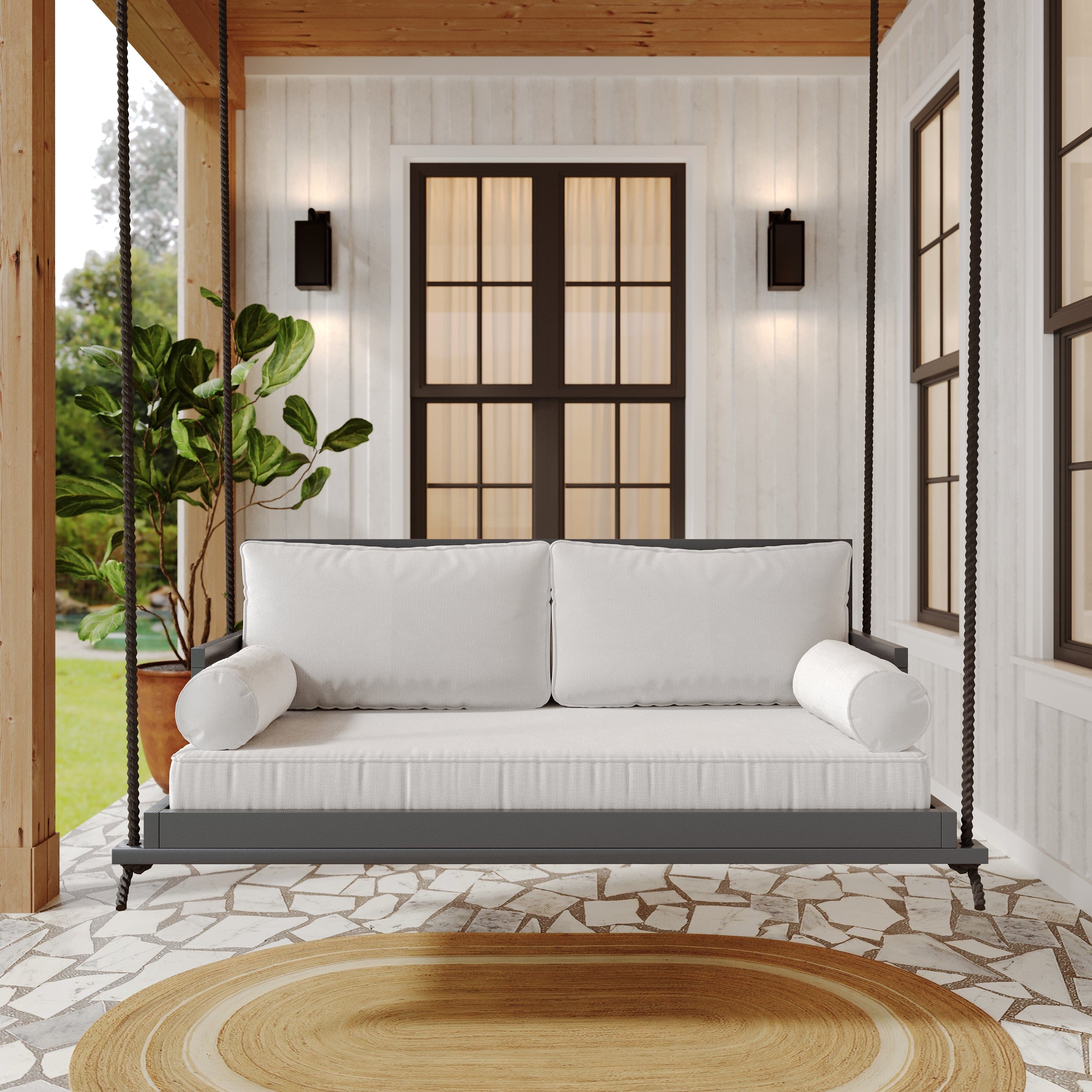 Amish Casual Stratford Porch Swing Bed in Dovetail Grey