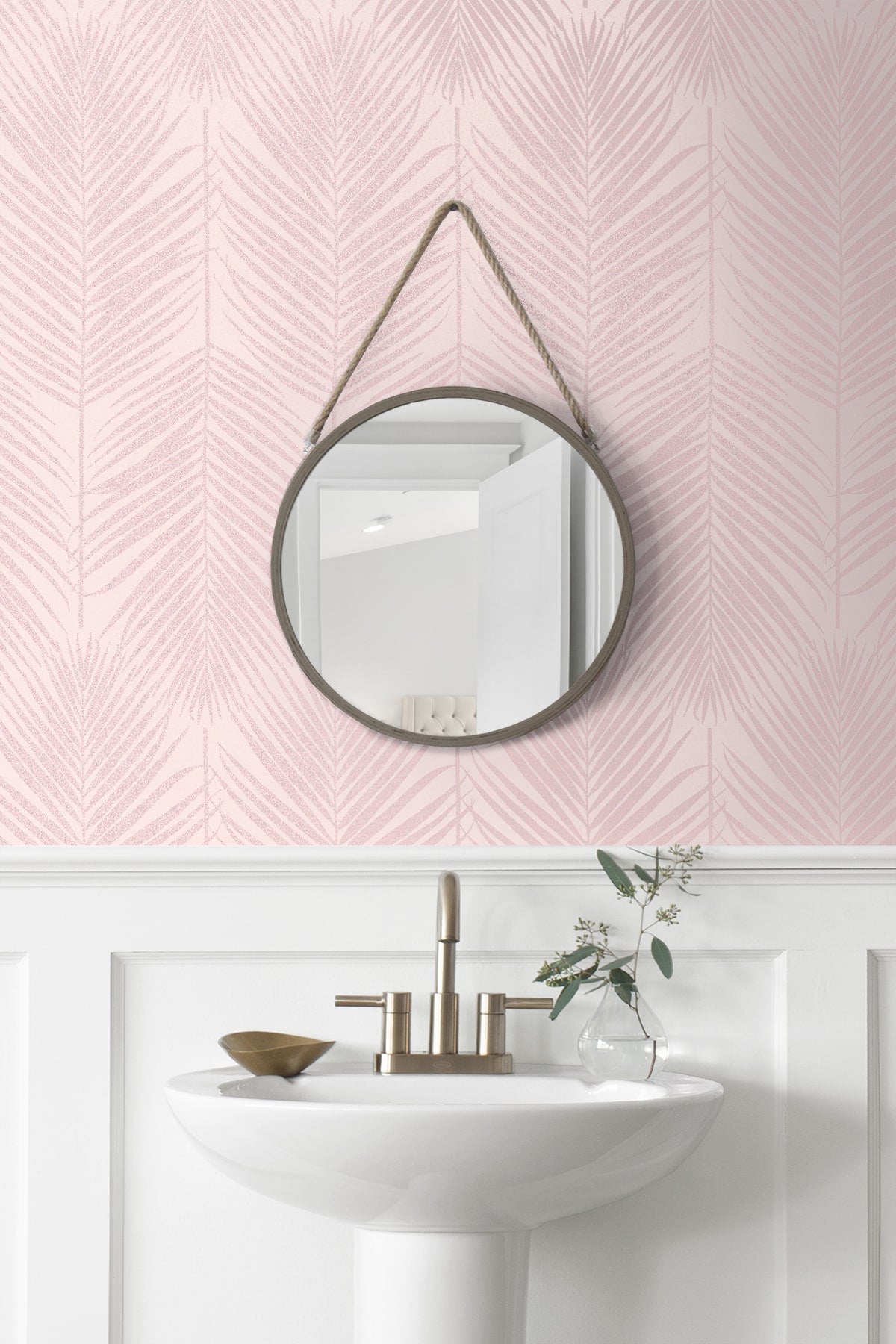 Persei Palm Glass Beaded Botanical Unpasted Wallpaper