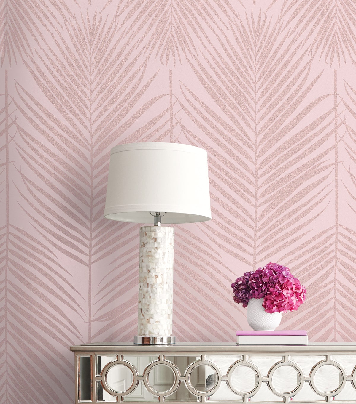 Persei Palm Glass Beaded Botanical Unpasted Wallpaper