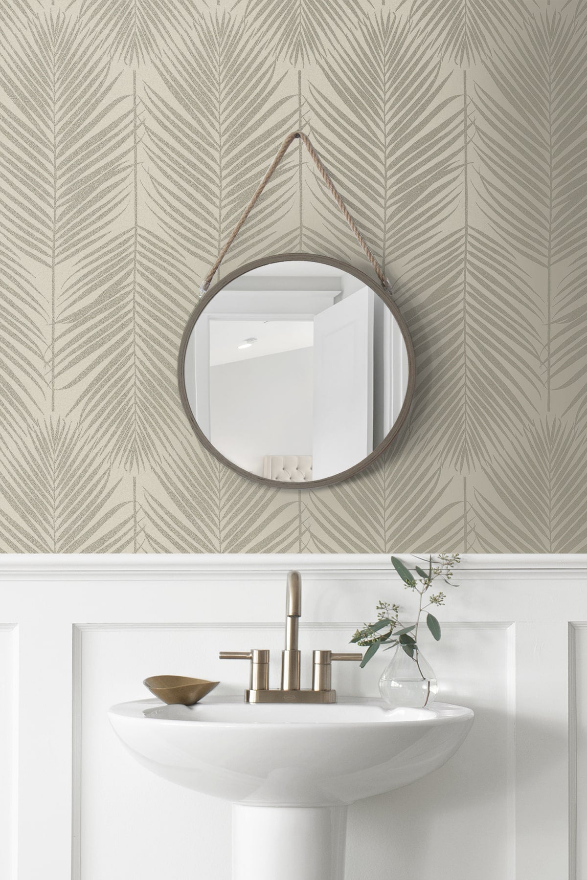 Persei Palm Glass Beaded Botanical Unpasted Wallpaper