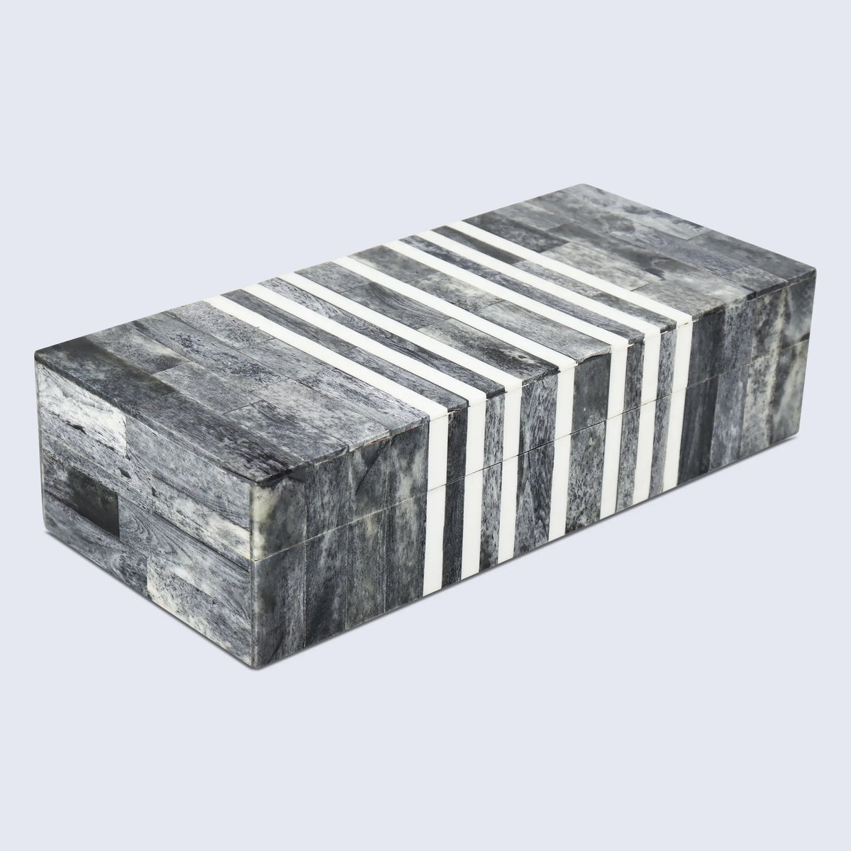 Decorative Storage Box Patisserie Cafe Bone & Resin Inlay, Grey - 7 Sizes