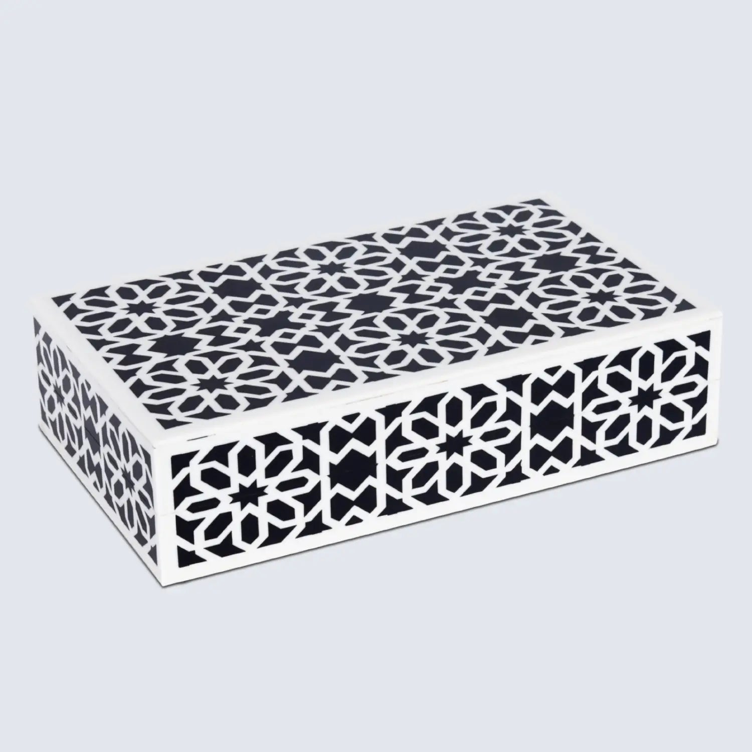Decorative Storage Boxes Shiraz Pattern Resin Inlay, Black & White, 7 sizes