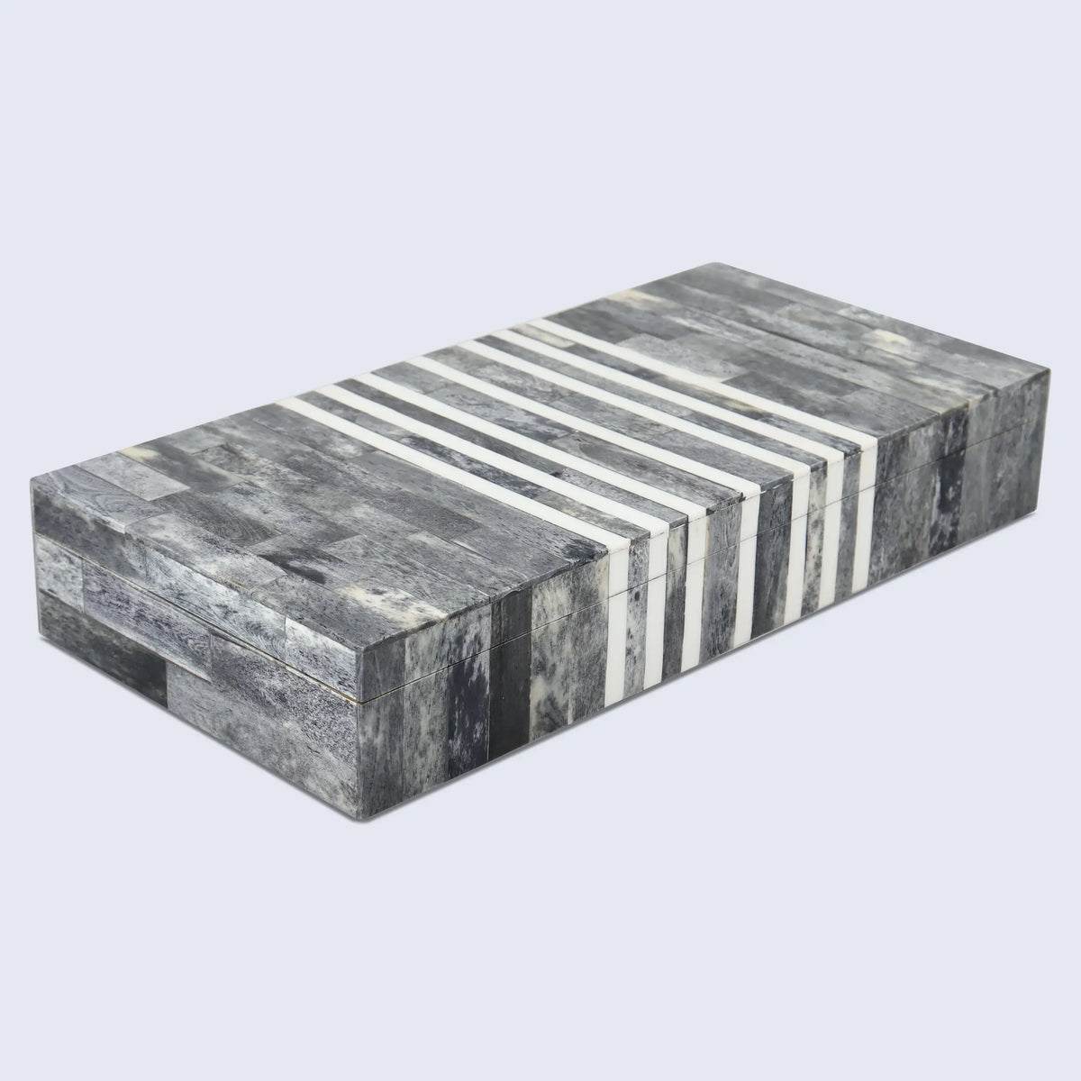 Decorative Storage Box Patisserie Cafe Bone & Resin Inlay, Grey - 7 Sizes