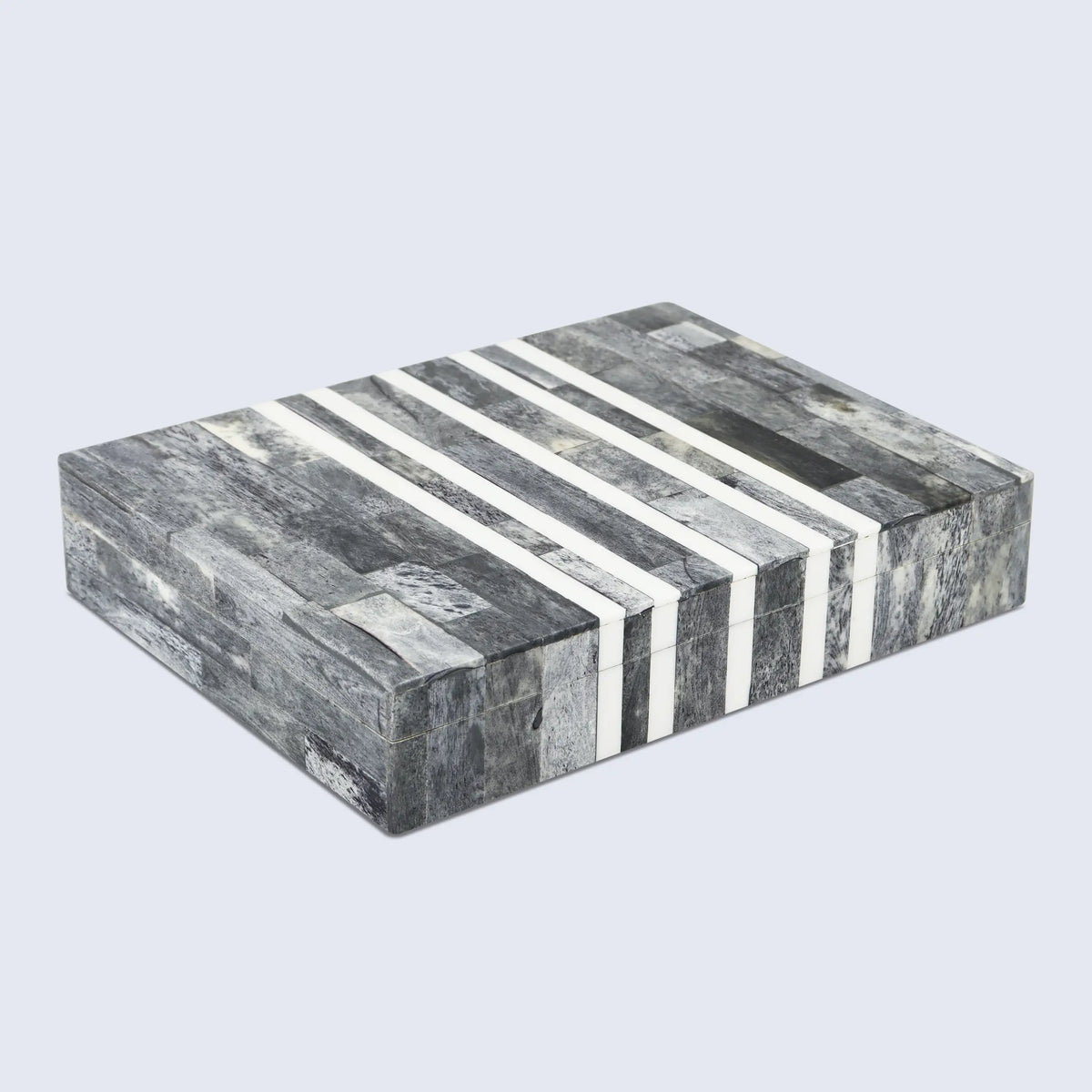 Decorative Storage Box Patisserie Cafe Bone & Resin Inlay, Grey - 7 Sizes