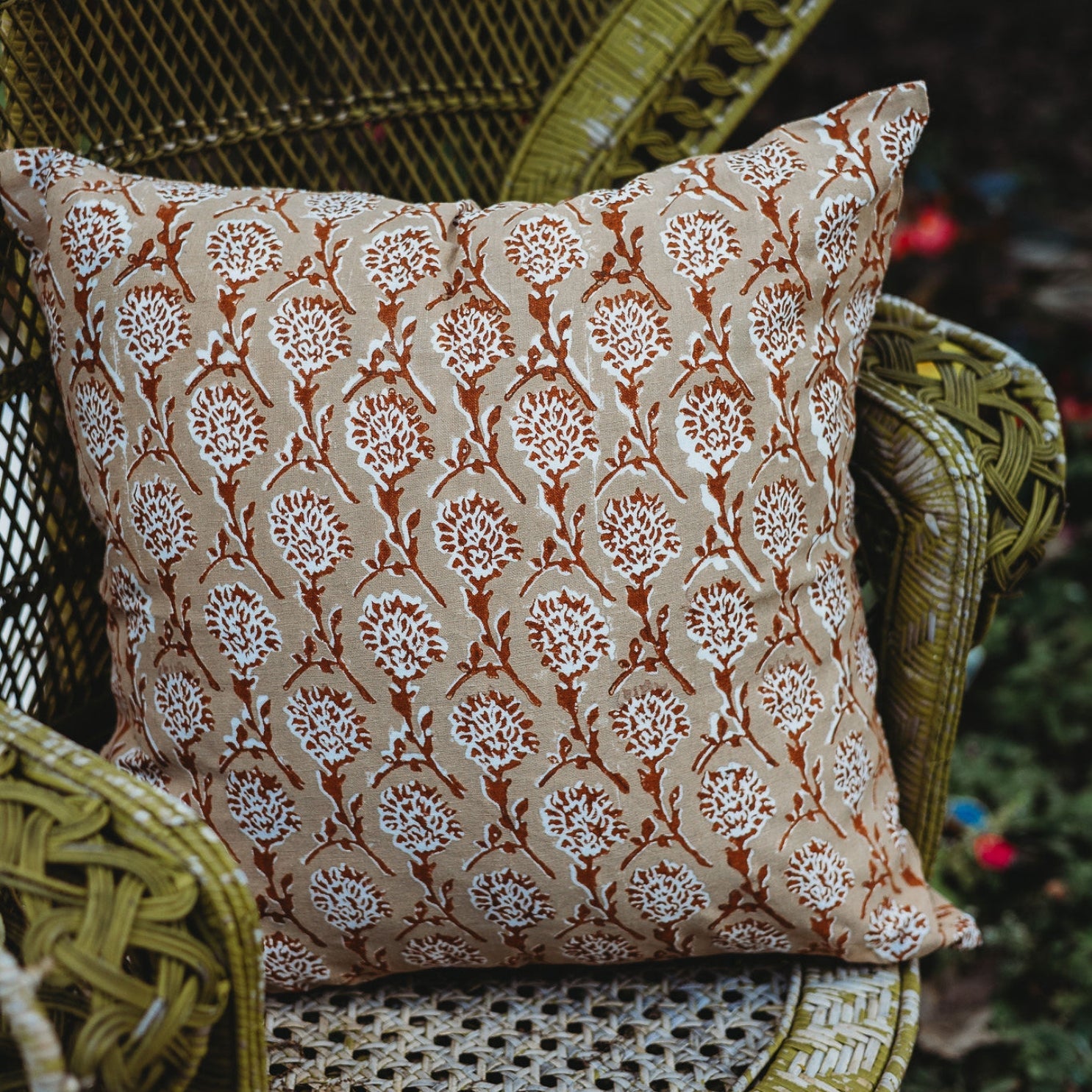 Nikhar Pure Linen Throw Pillow Cover - Chai Brown