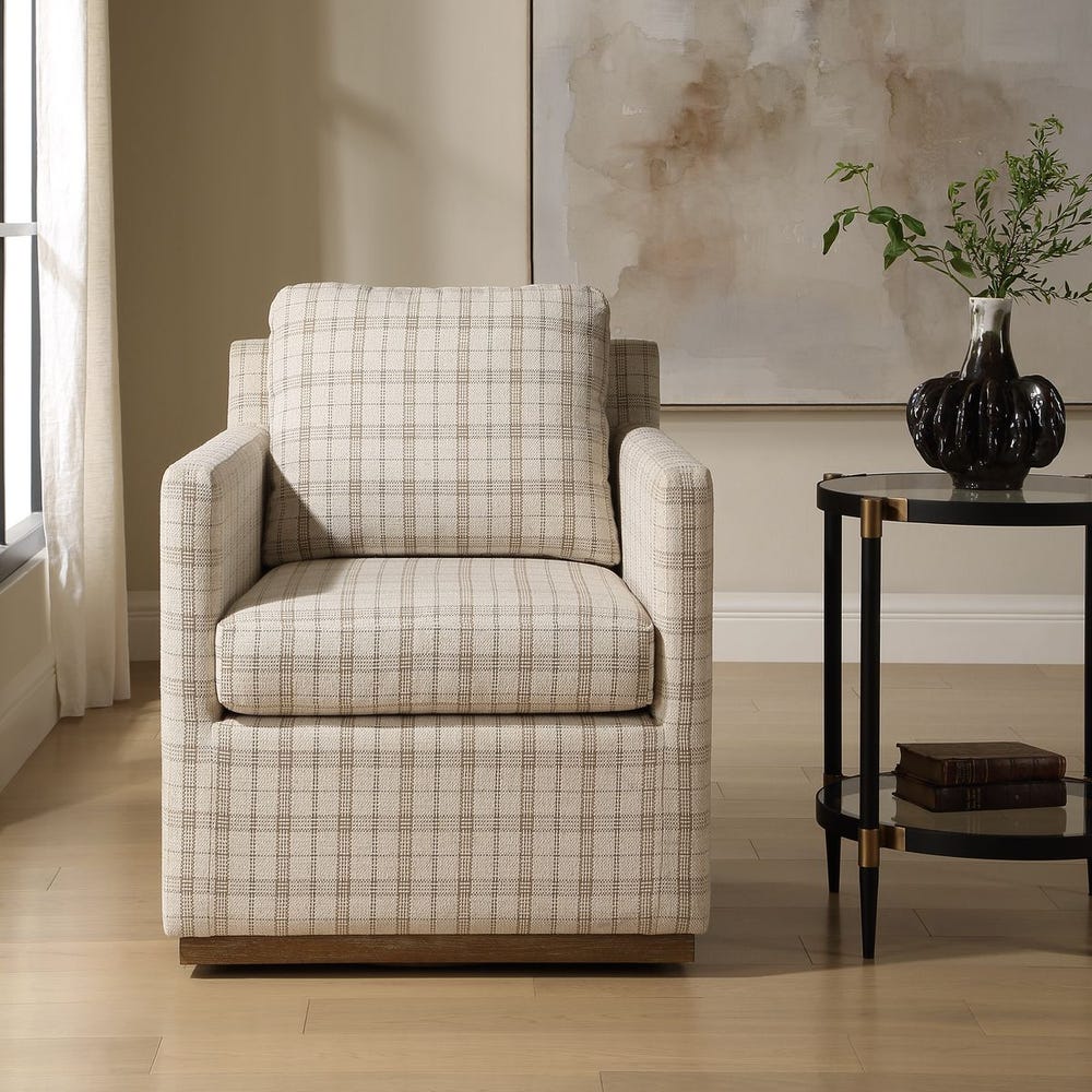Basie Swivel Chair - Natural Oak and Linen