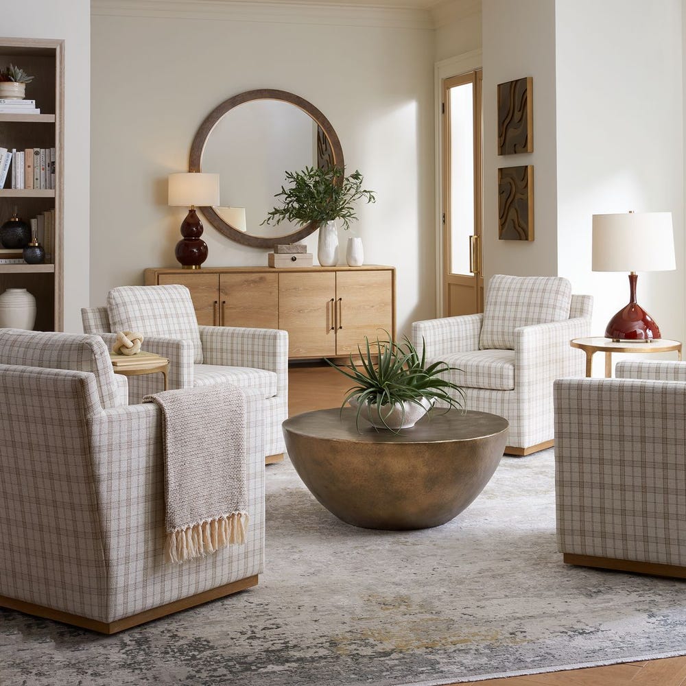 Basie Swivel Chair - Natural Oak and Linen
