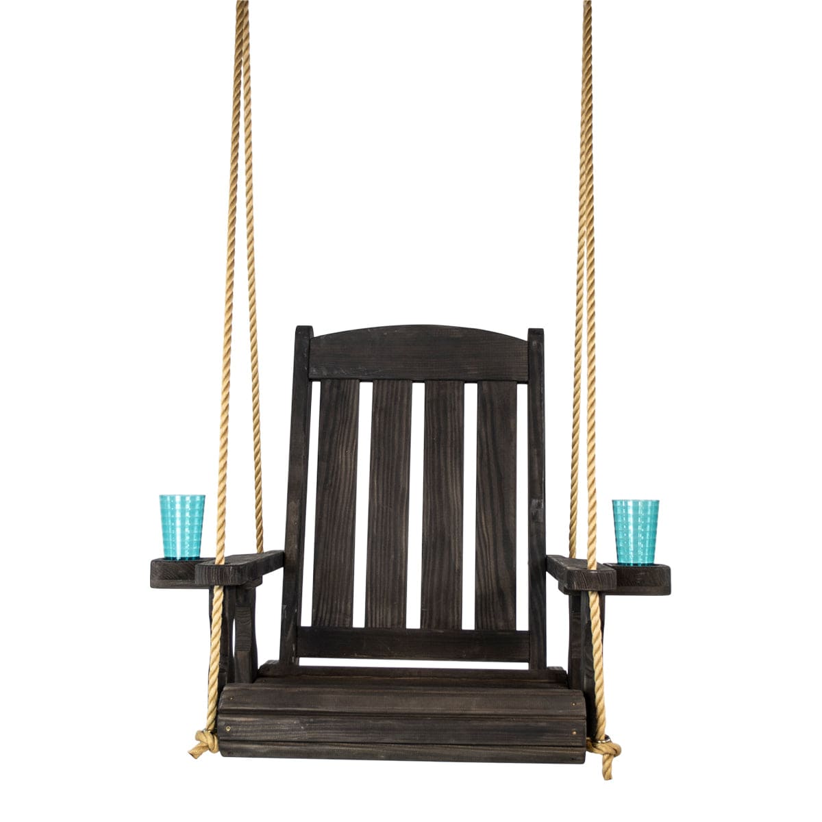 Amish Casual Heavy Duty Outdoor Wood Swing Chair in Black Stain