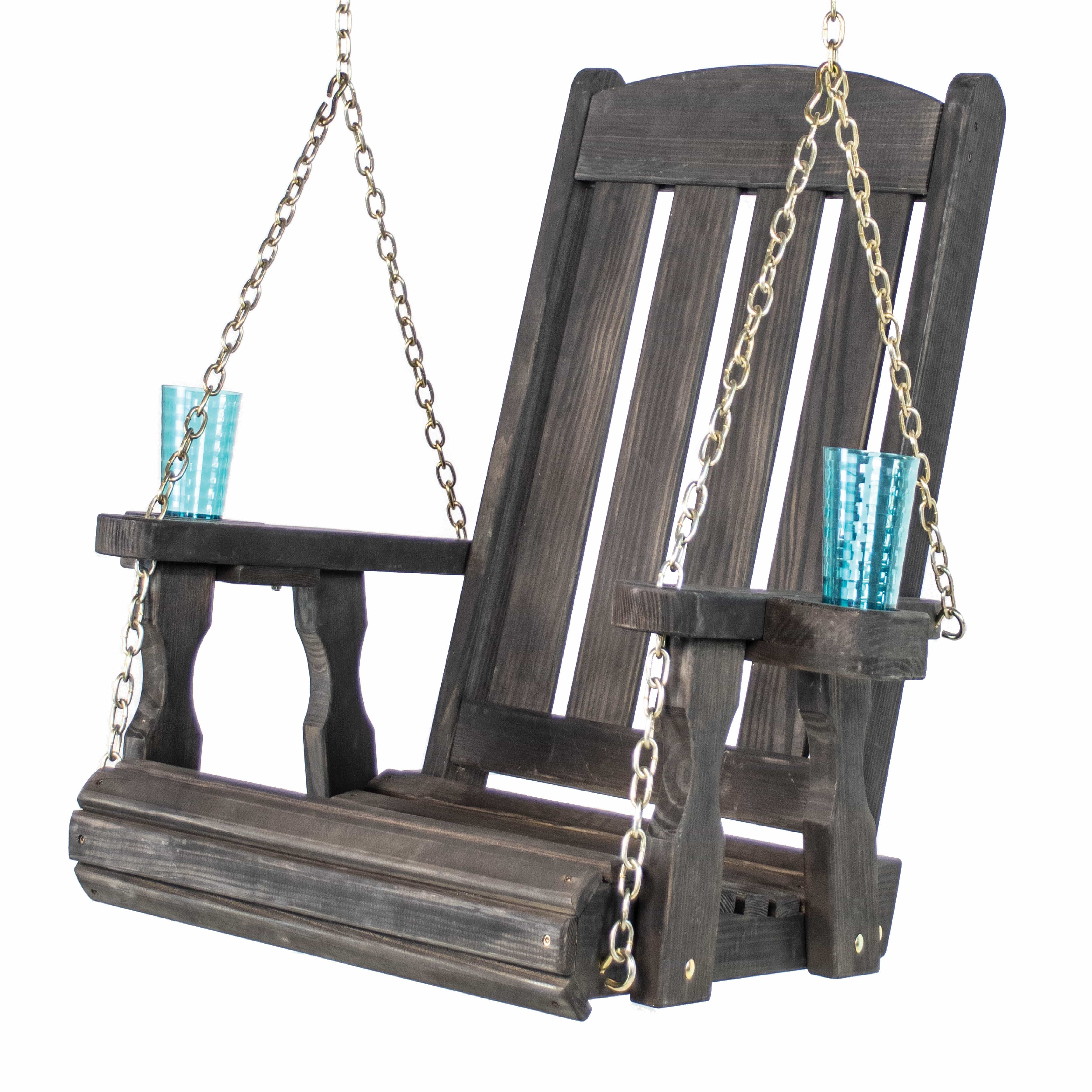 Amish Casual Heavy Duty Outdoor Wood Swing Chair in Black Stain