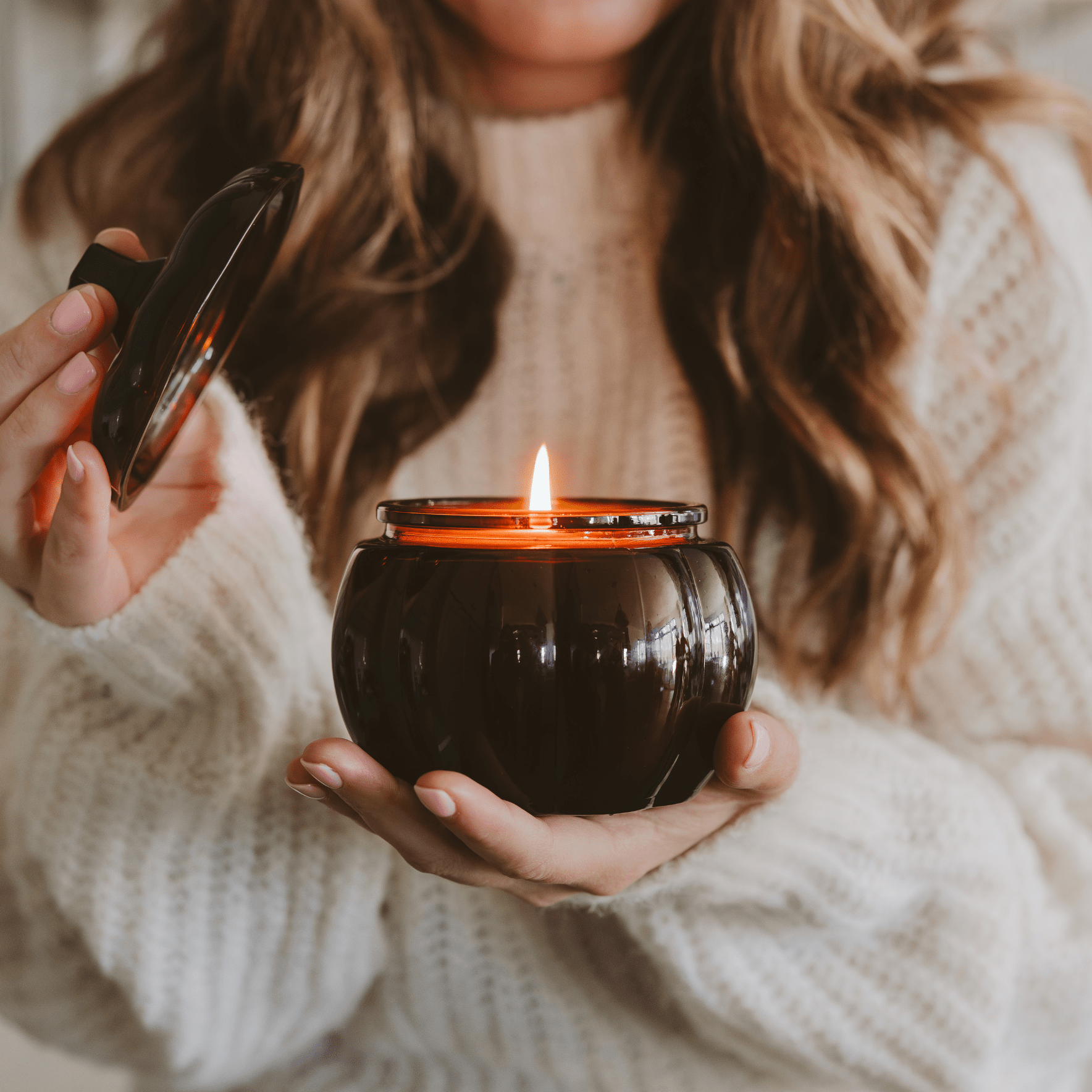 Hello Fall Soy Candle - Amber Glass Pumpkin Jar - 20 oz