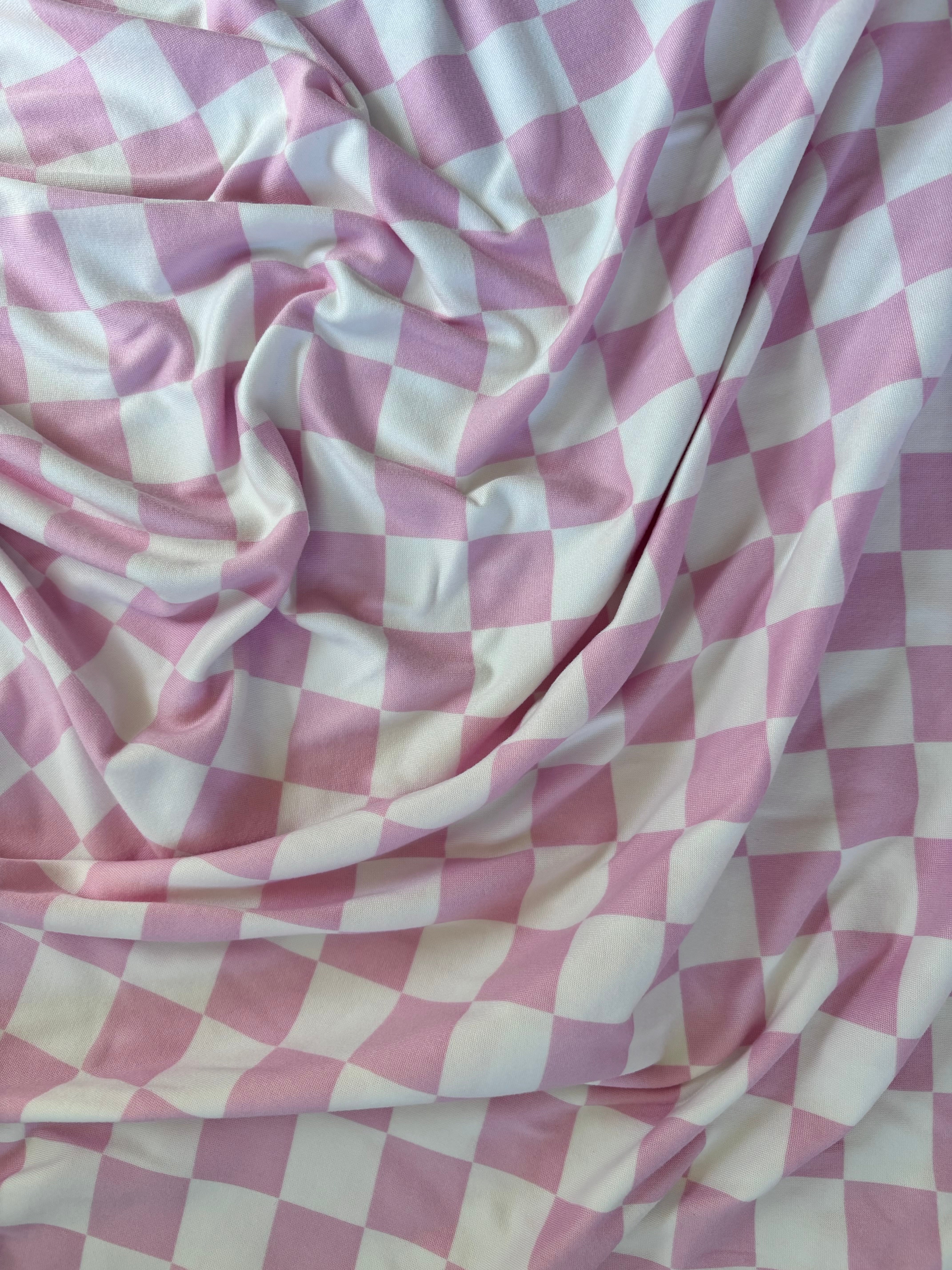 Pink & White Checkered Nursing Pillow Cover