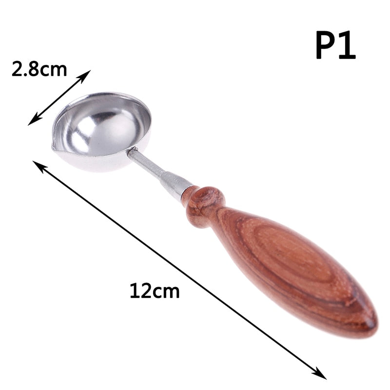 Anti-Hot Sealing Wax Spoon Wood Handle Retro Wax Stamping Spoons Invitation Cards Decorative Stamps Craft