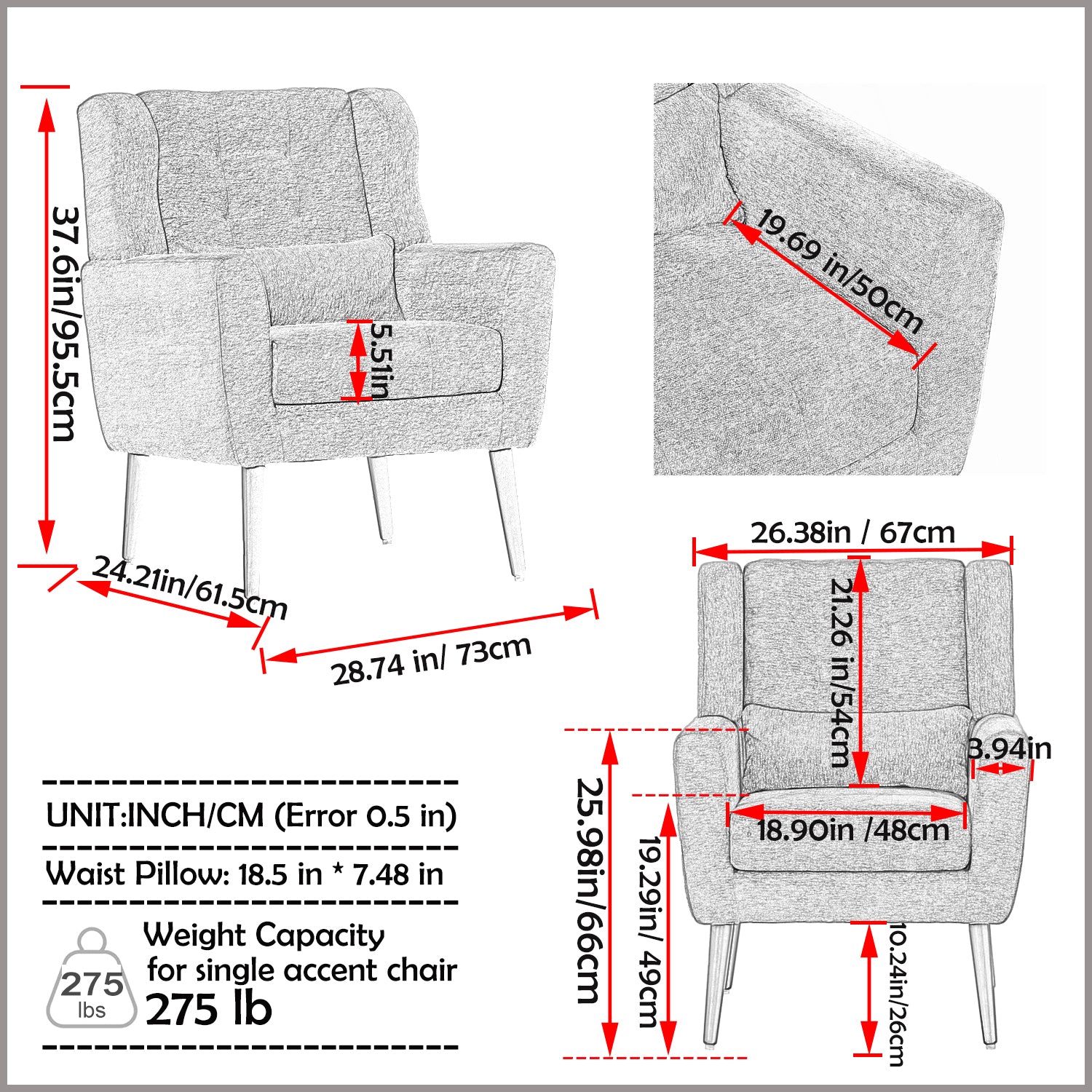 Modern Accent Chair Upholstered Foam Filled Living Room Chairs Comfy Reading Chair Mid Century Modern Chair (Blackish Green)