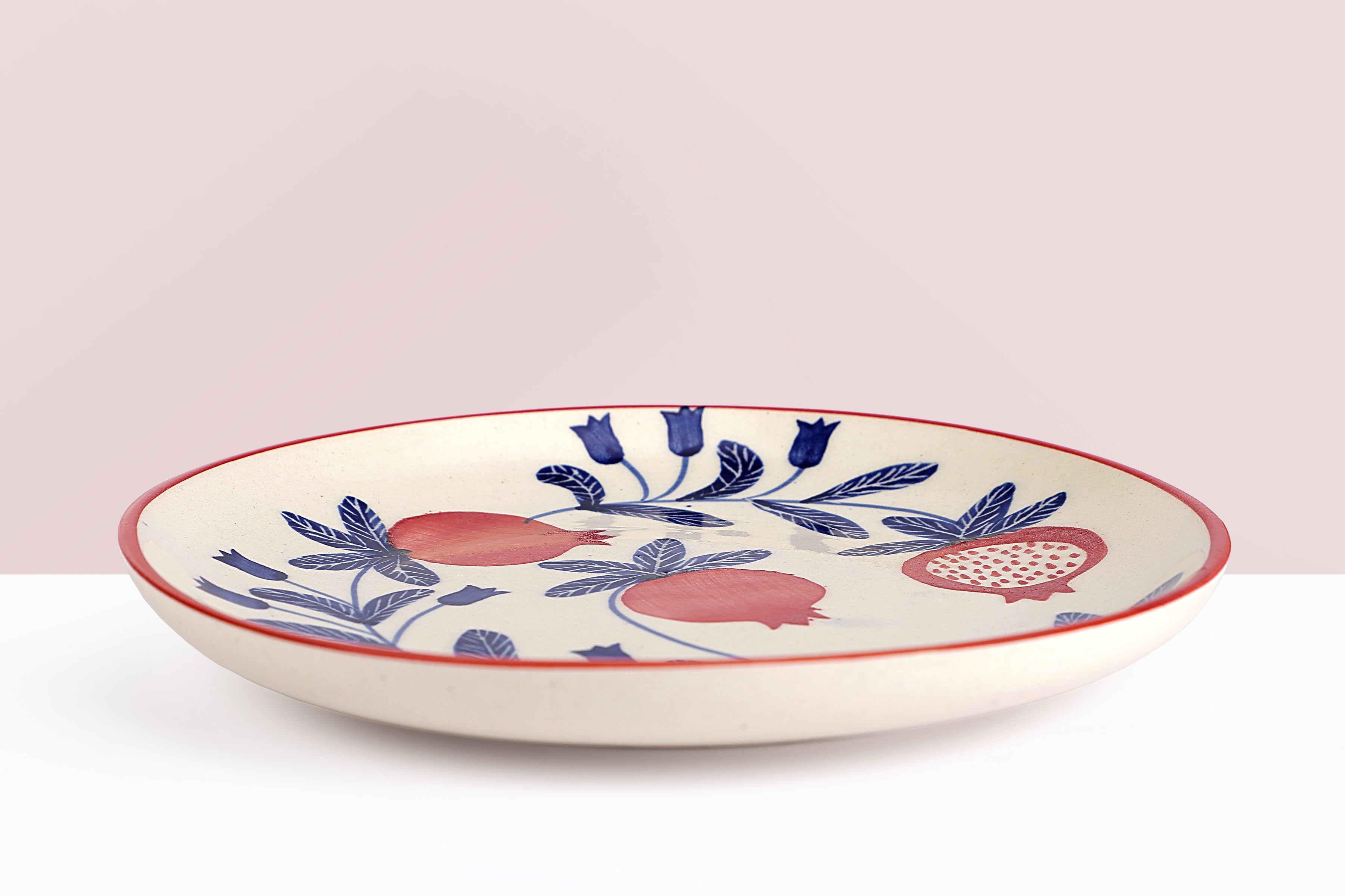 Indian Anaar plate, Red- 7x1 Inches (Set of 4)