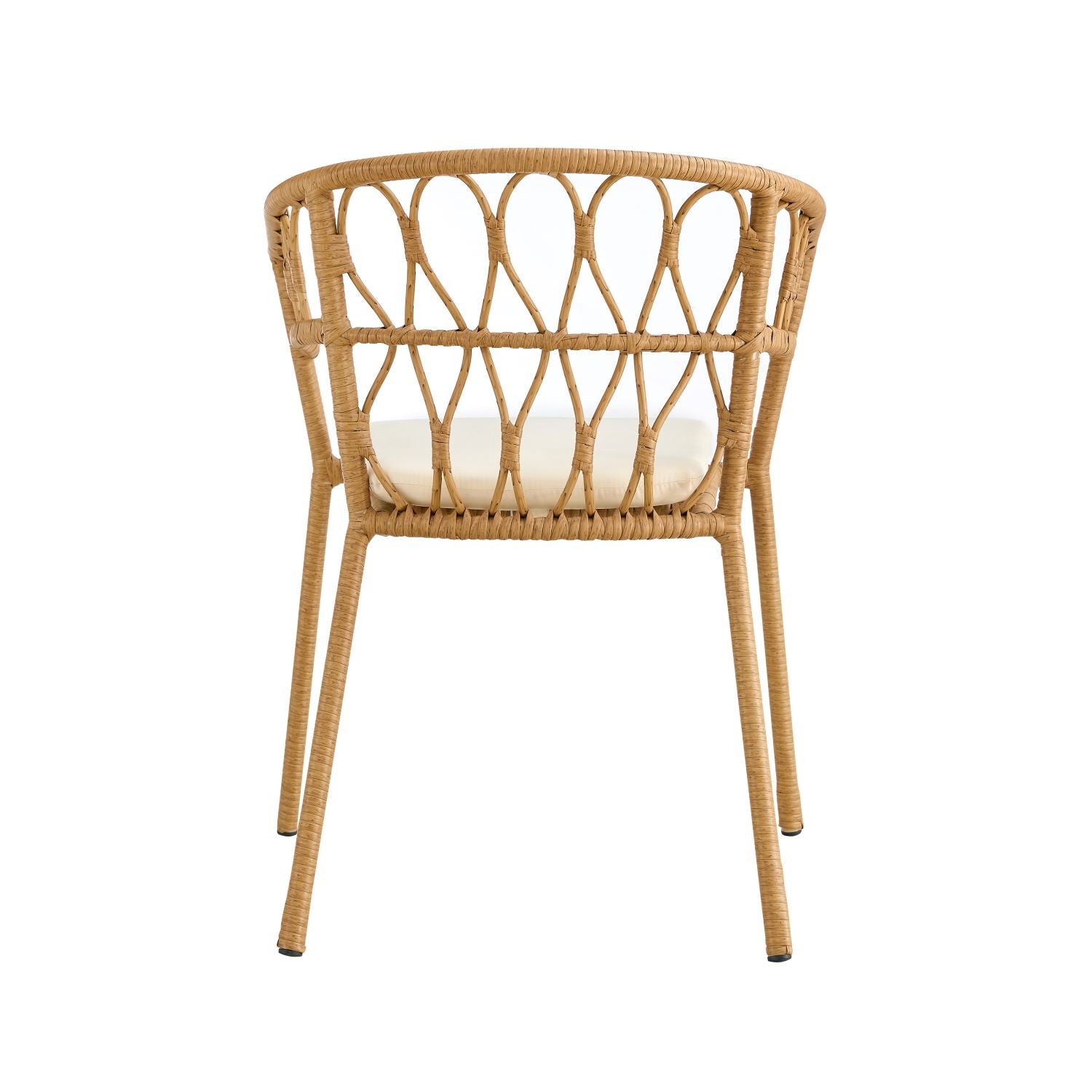 Outdoor dining set of 5 simple bamboo dinning table PE ratten round table 110CM plastic wood top