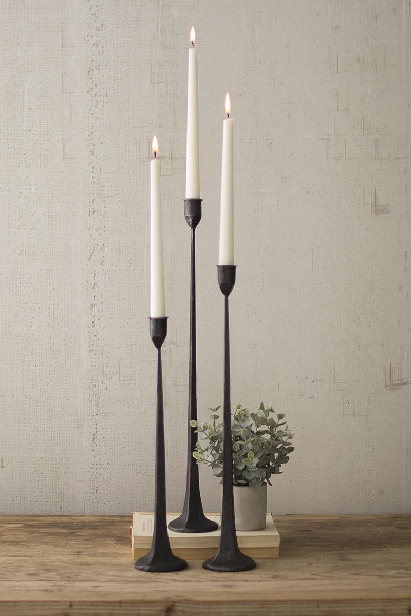 Tall Cast Iron Taper Holders - Set of 3