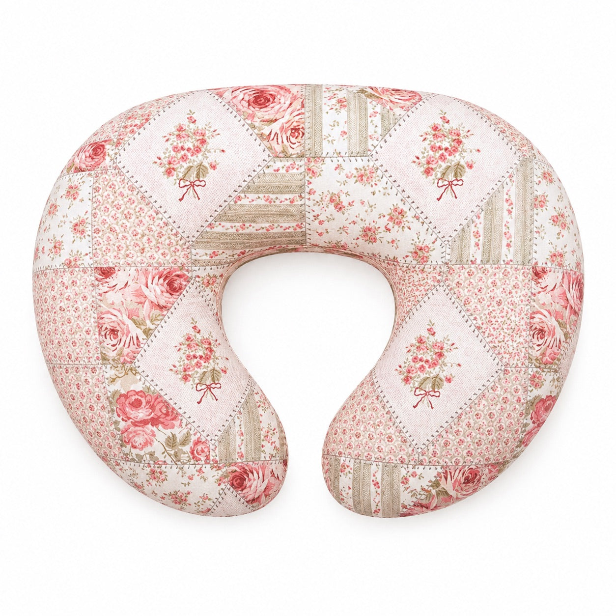 Pink Green Patchwork Ruffle Nursing Pillow Cover