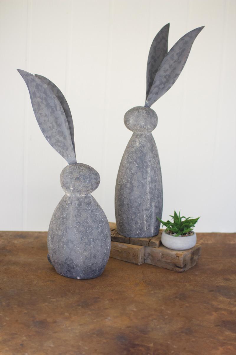 Tall-Eared Faux Stone Rabbit Sculpture