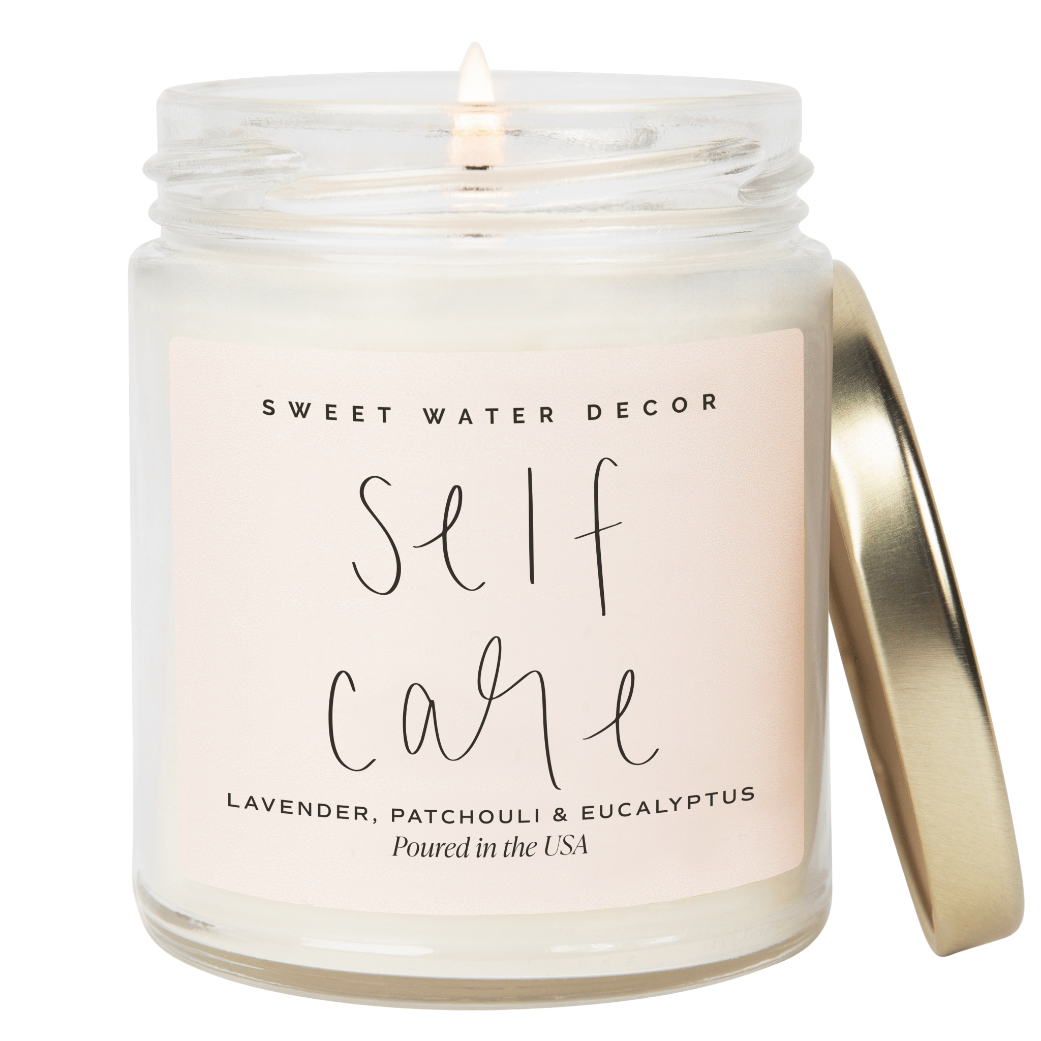 Self Care Soy Candle - Clear Jar - 9 oz (Lavender and Eucalyptus, Calm and Comfort)