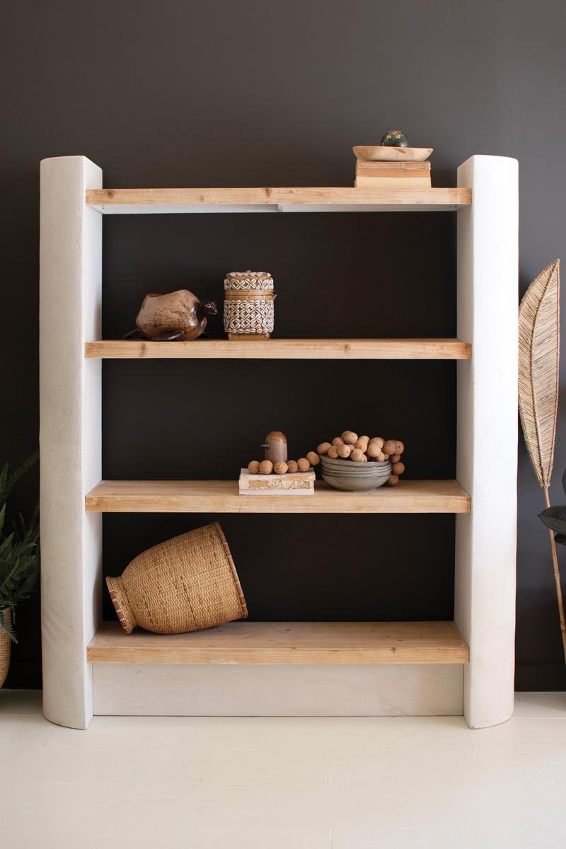 Textured Four-Shelf Wood Display Unit