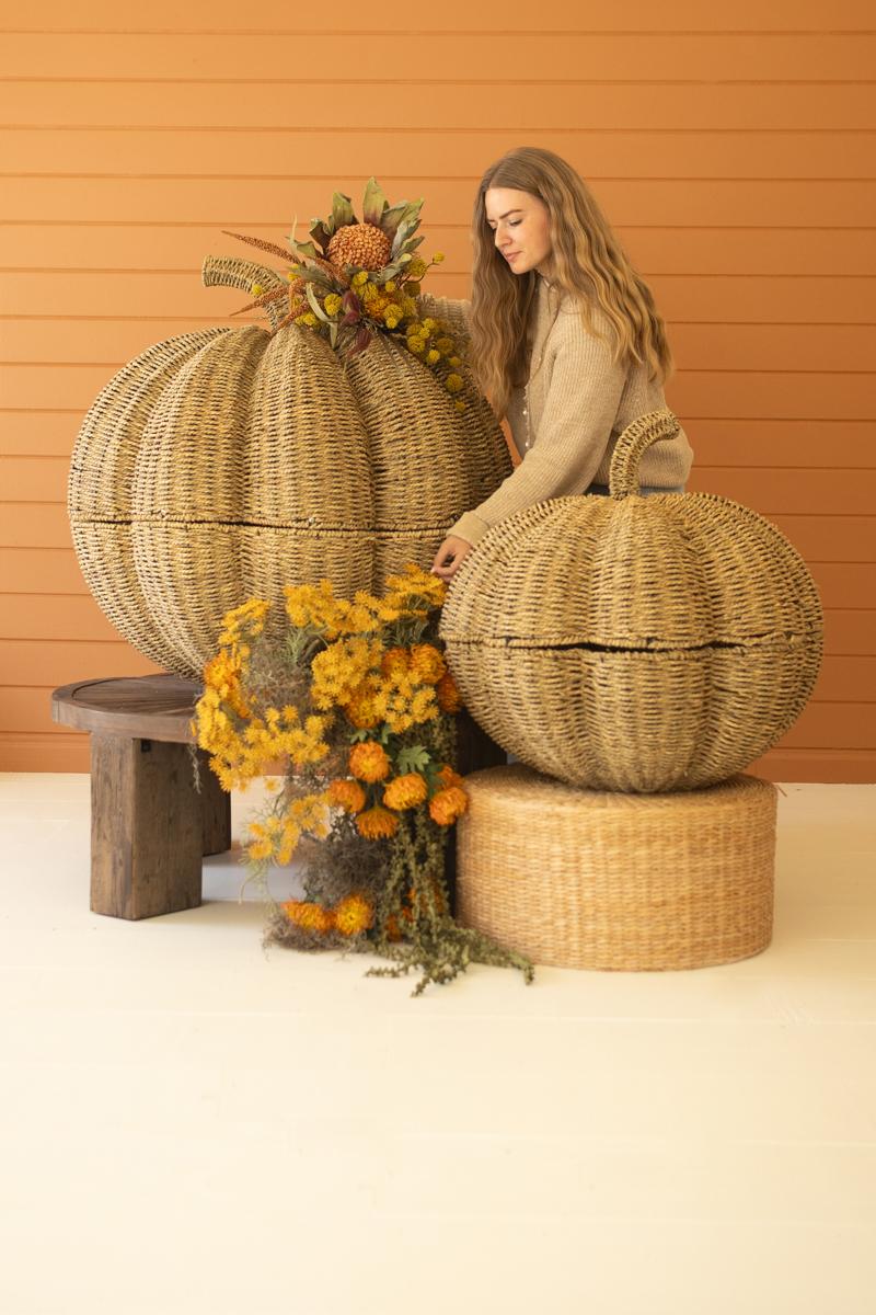 Giant Woven Vine Pumpkins - Set of 2