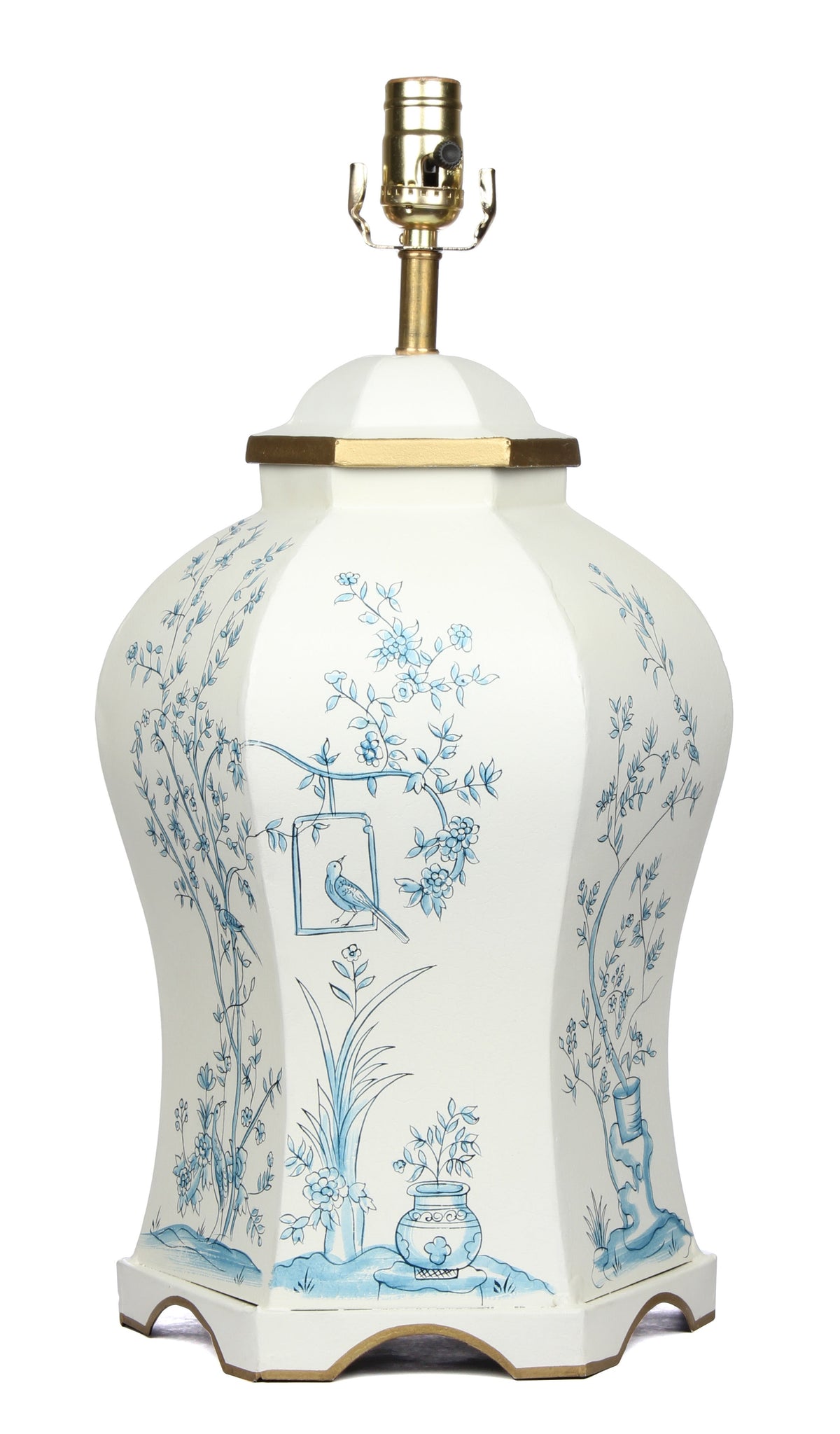 Ivory & Blue ROUND SCALLOPED LAMP