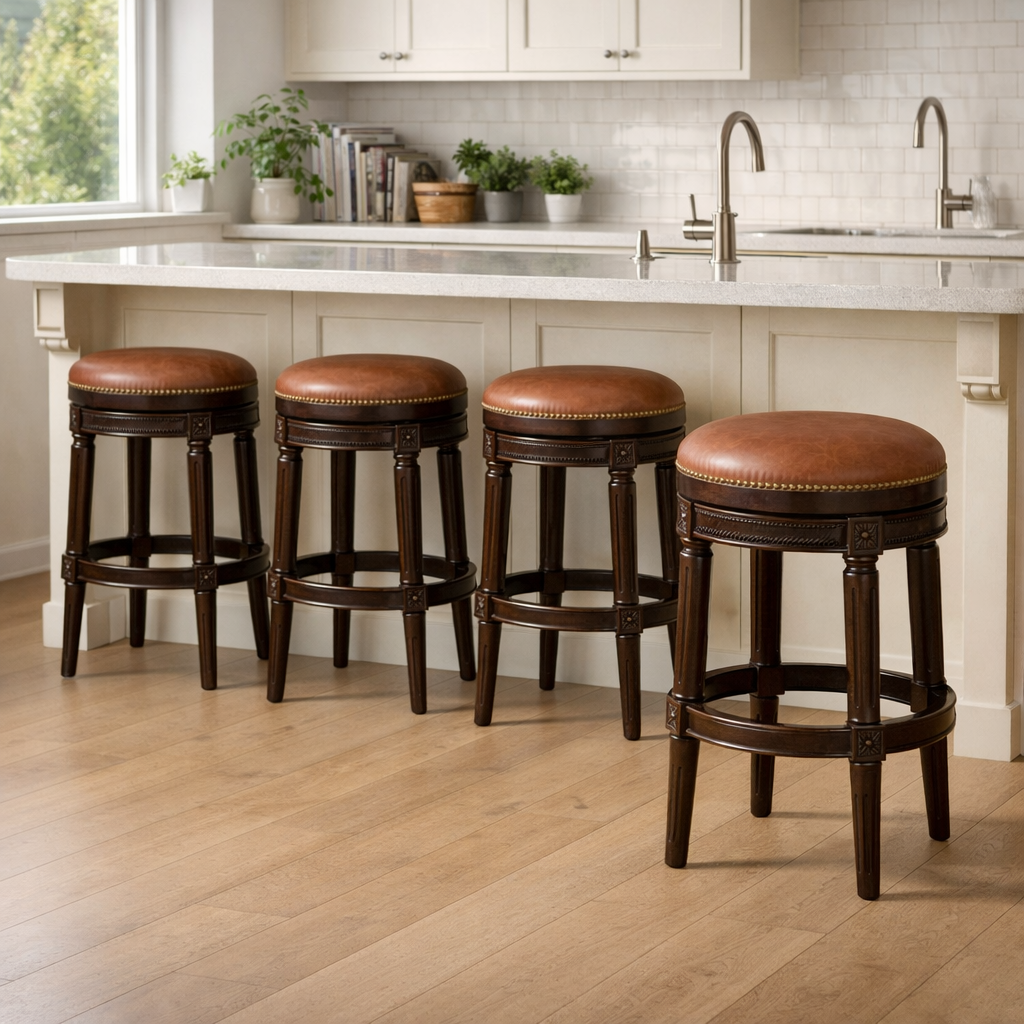 Backless Charlotte Swivel Barstool in Caramel