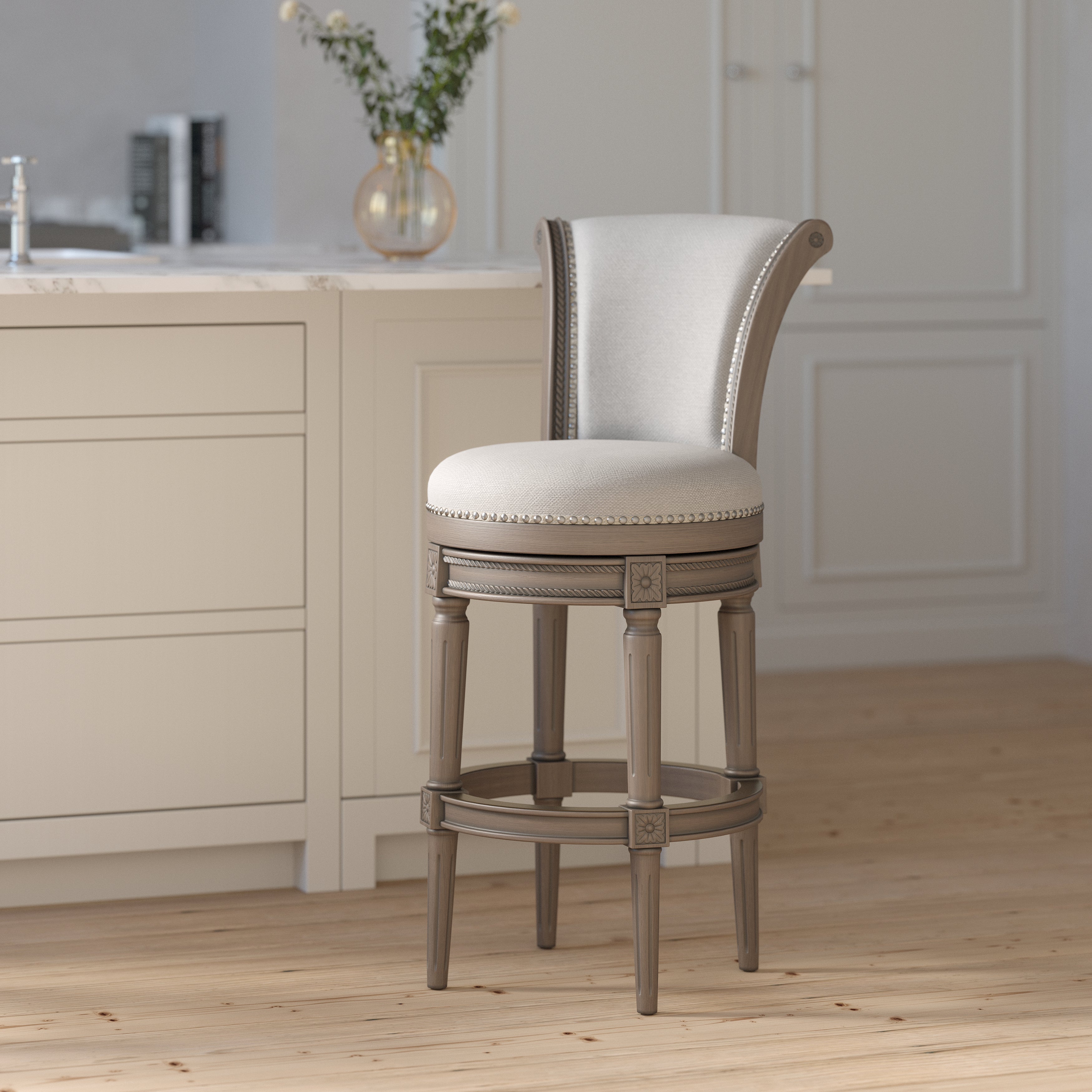Charlotte Swivel Barstool in Weathered Grey
