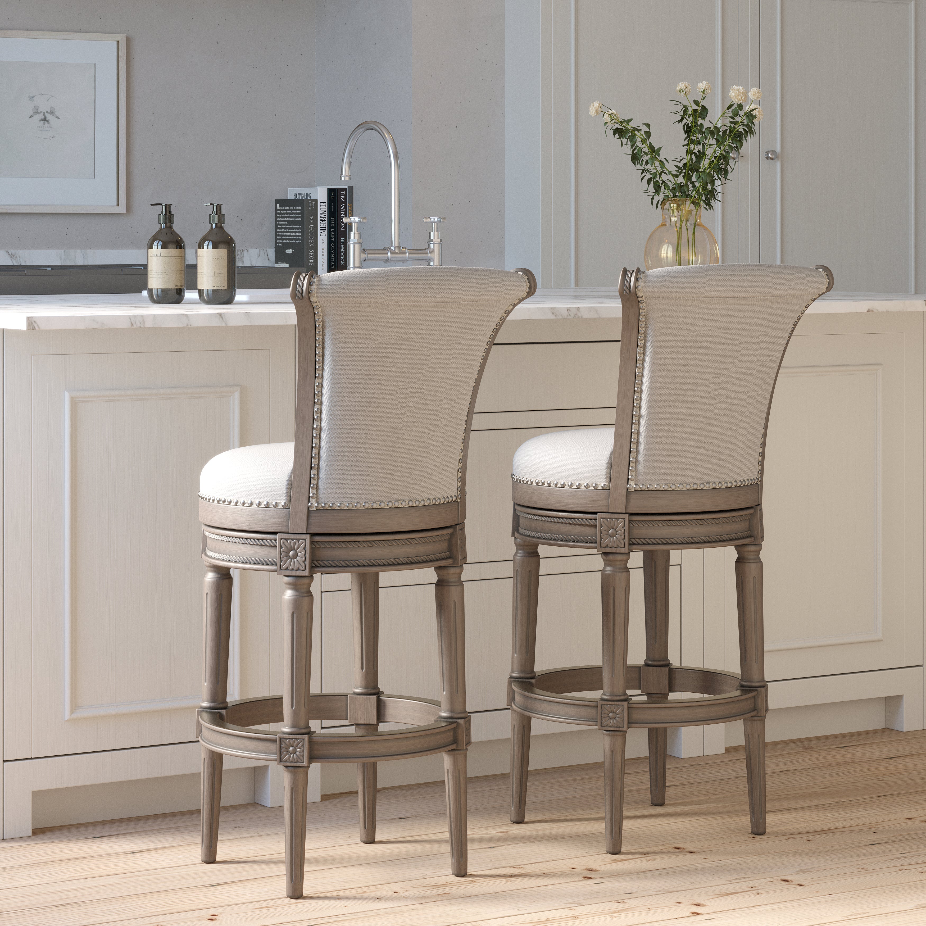 Charlotte Swivel Barstool in Weathered Grey