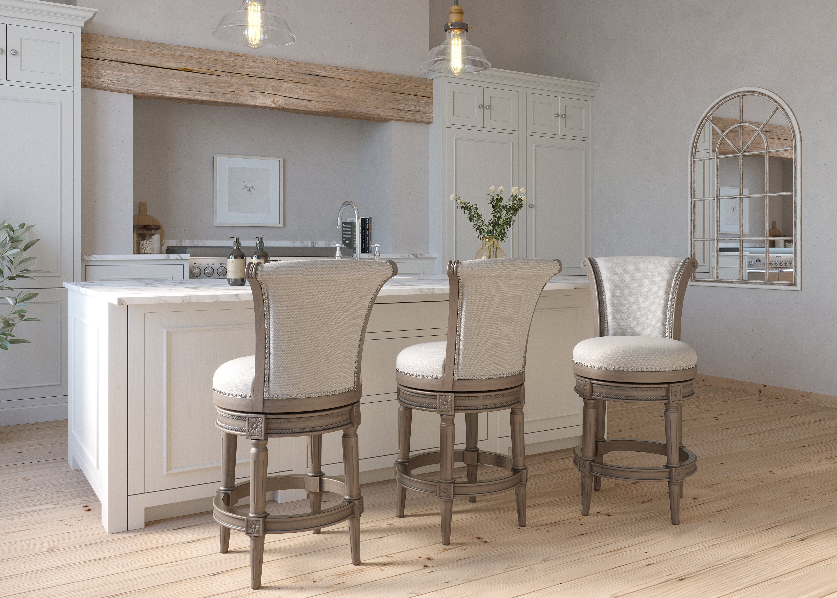 Charlotte Swivel Barstool in Weathered Grey