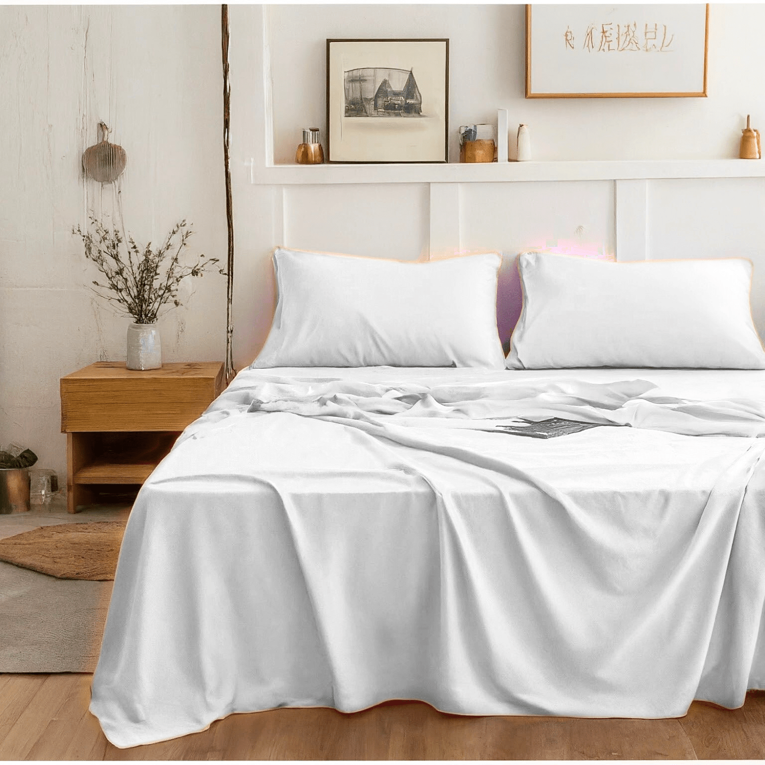 Tache Microfiber Cloud White Bed Sheet Set (505-CW-BSS)