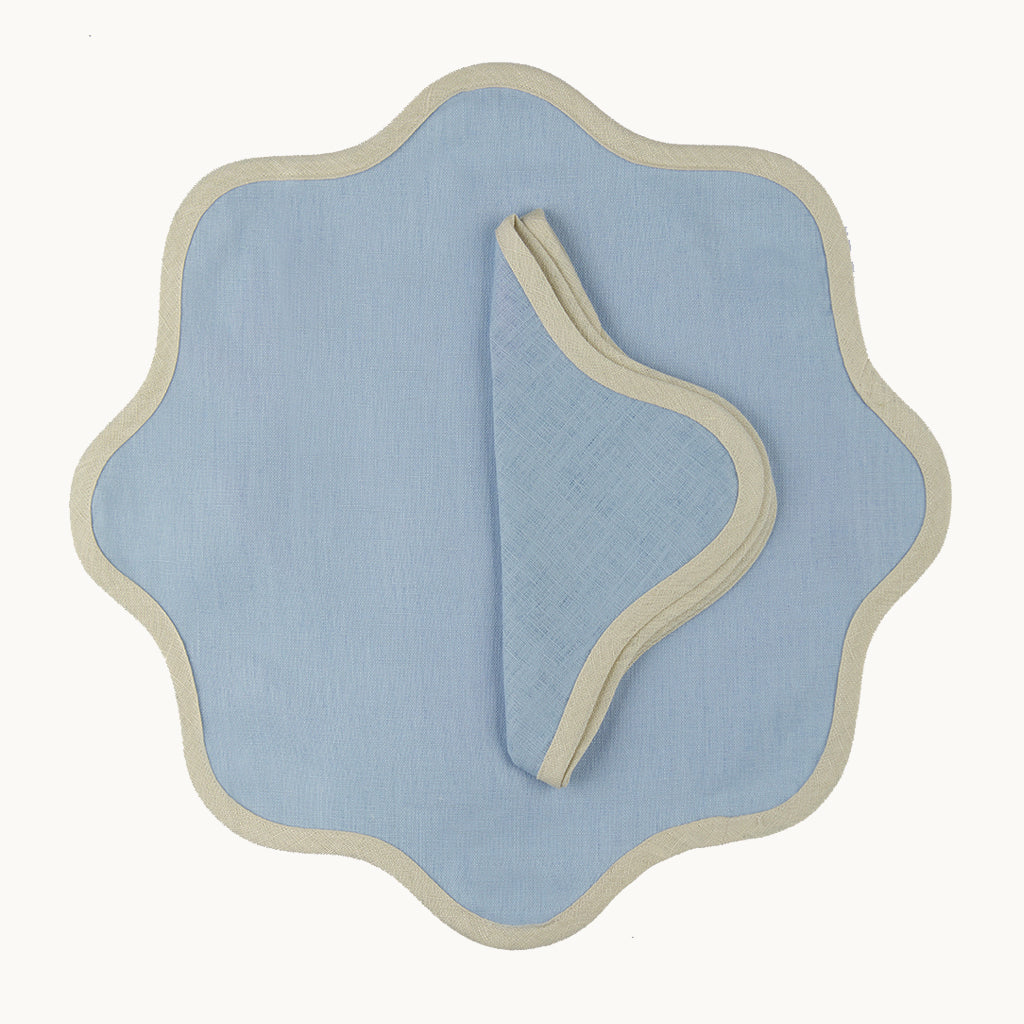 Daisy blue linen napkin (set of 4)