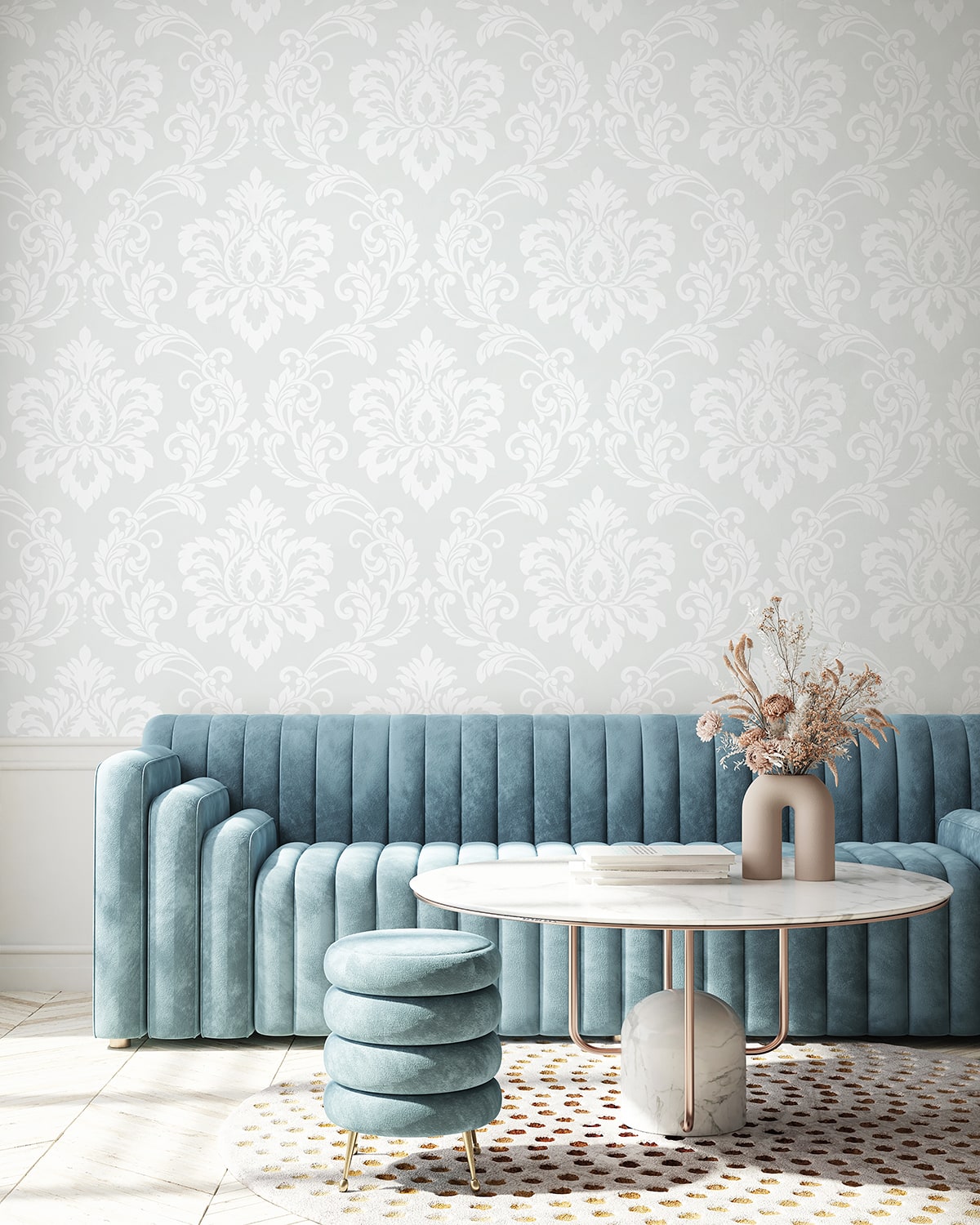 Deco 2 Damask Unpasted Wallpaper