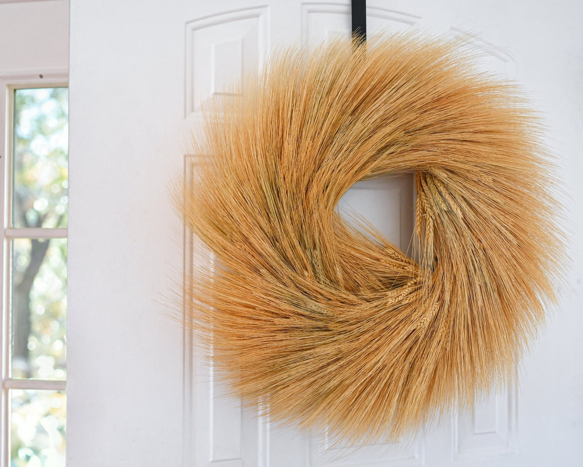 Natural Wheat Wreath - 19 inch | Blond