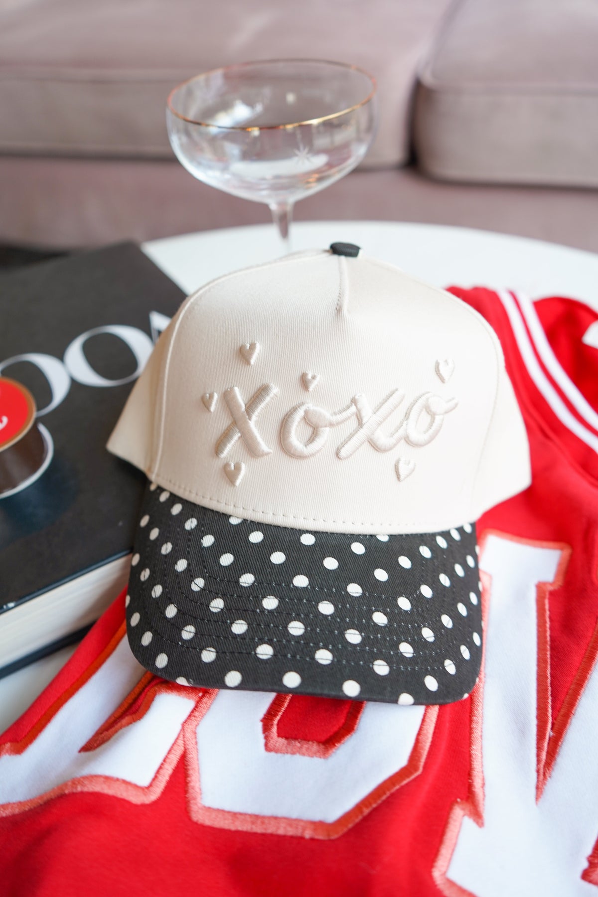 Xoxo - Black Polka Dot Vintage Trucker Hat
